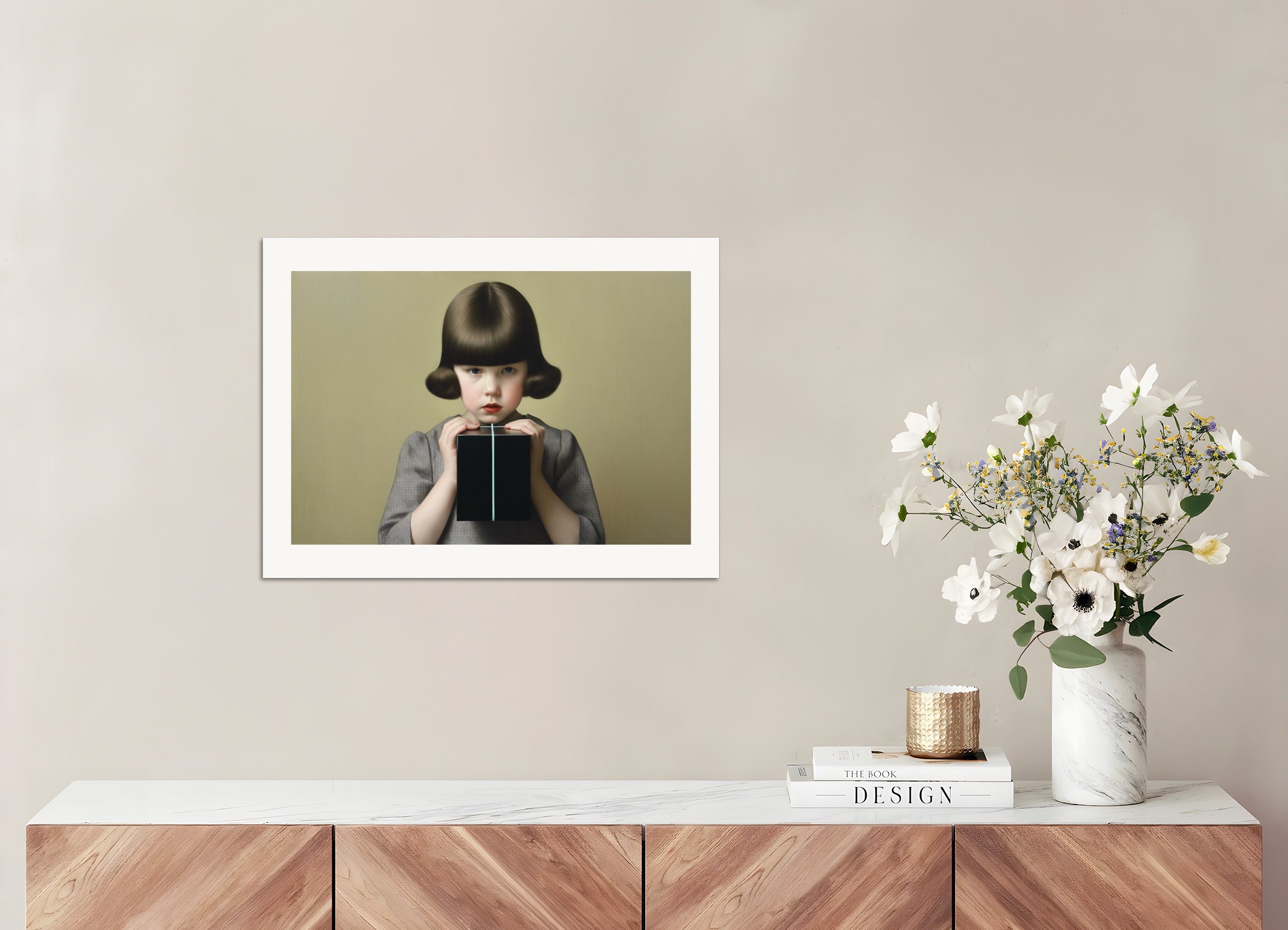 Poster: Formal portraits of children with aristocratic rigidity,