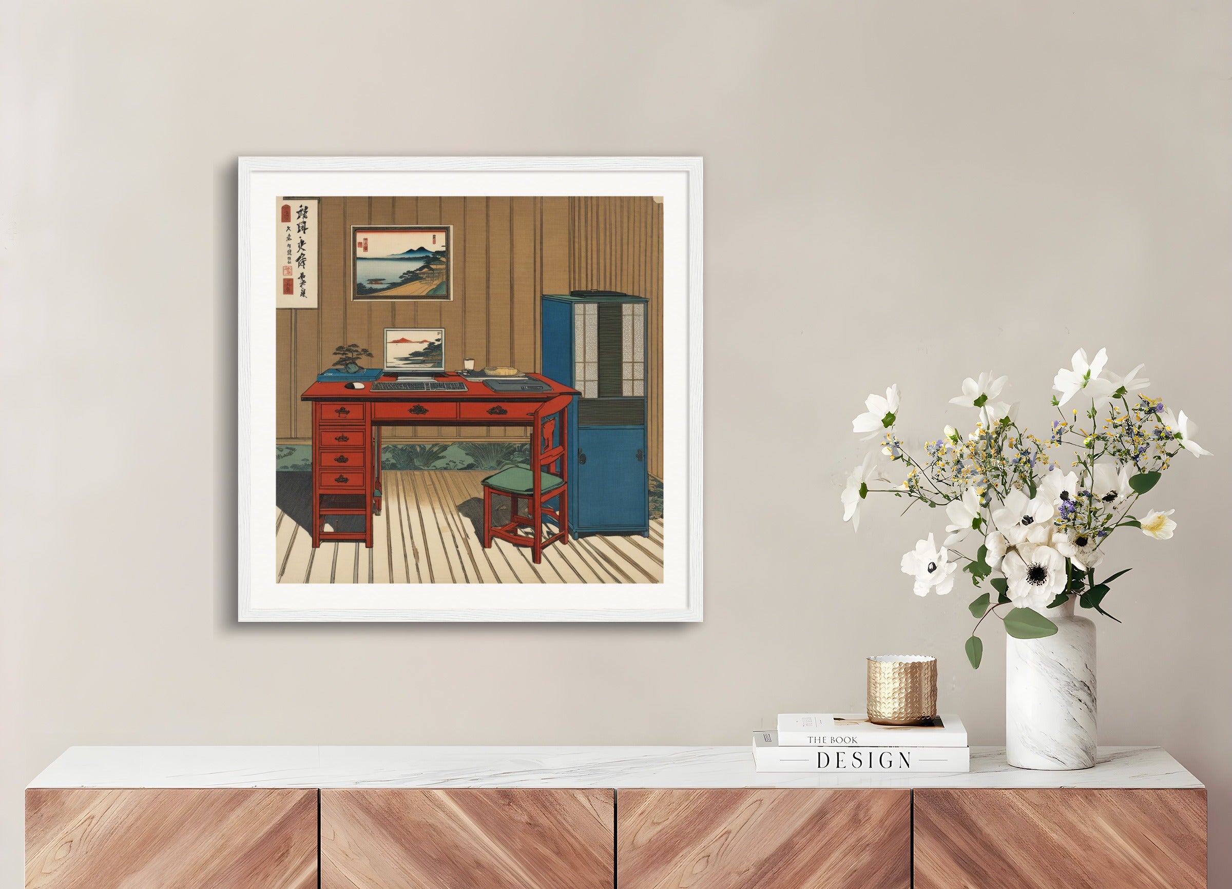 Poster with wood frame: Hiroshige,