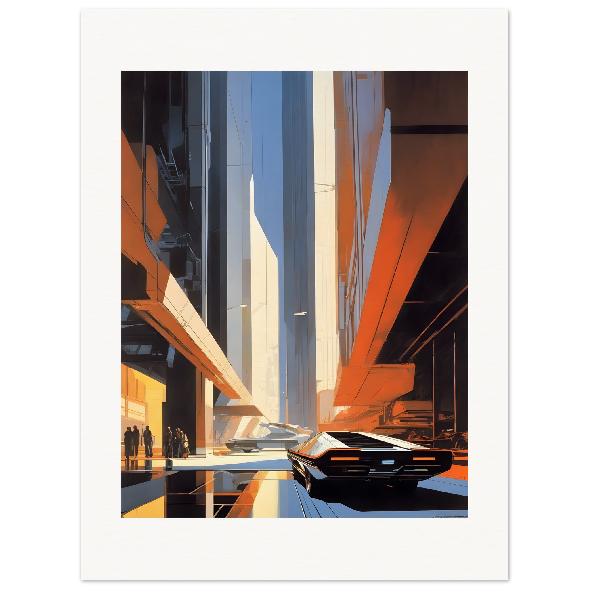 Design industriel américain futuriste, Brutalist architecture, city - Affiche