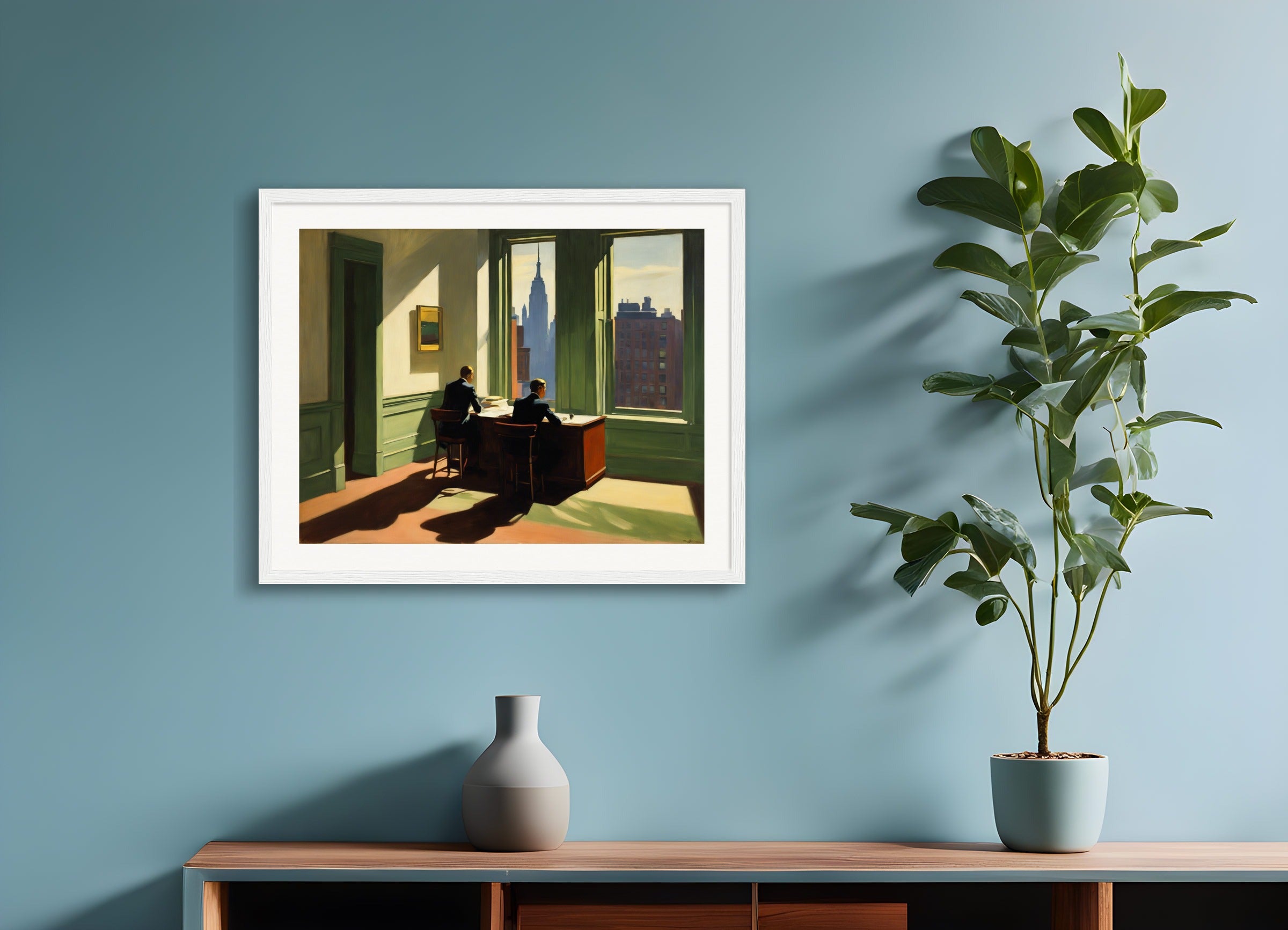 Poster with wood frame: Realistic American painting of the 20th century,