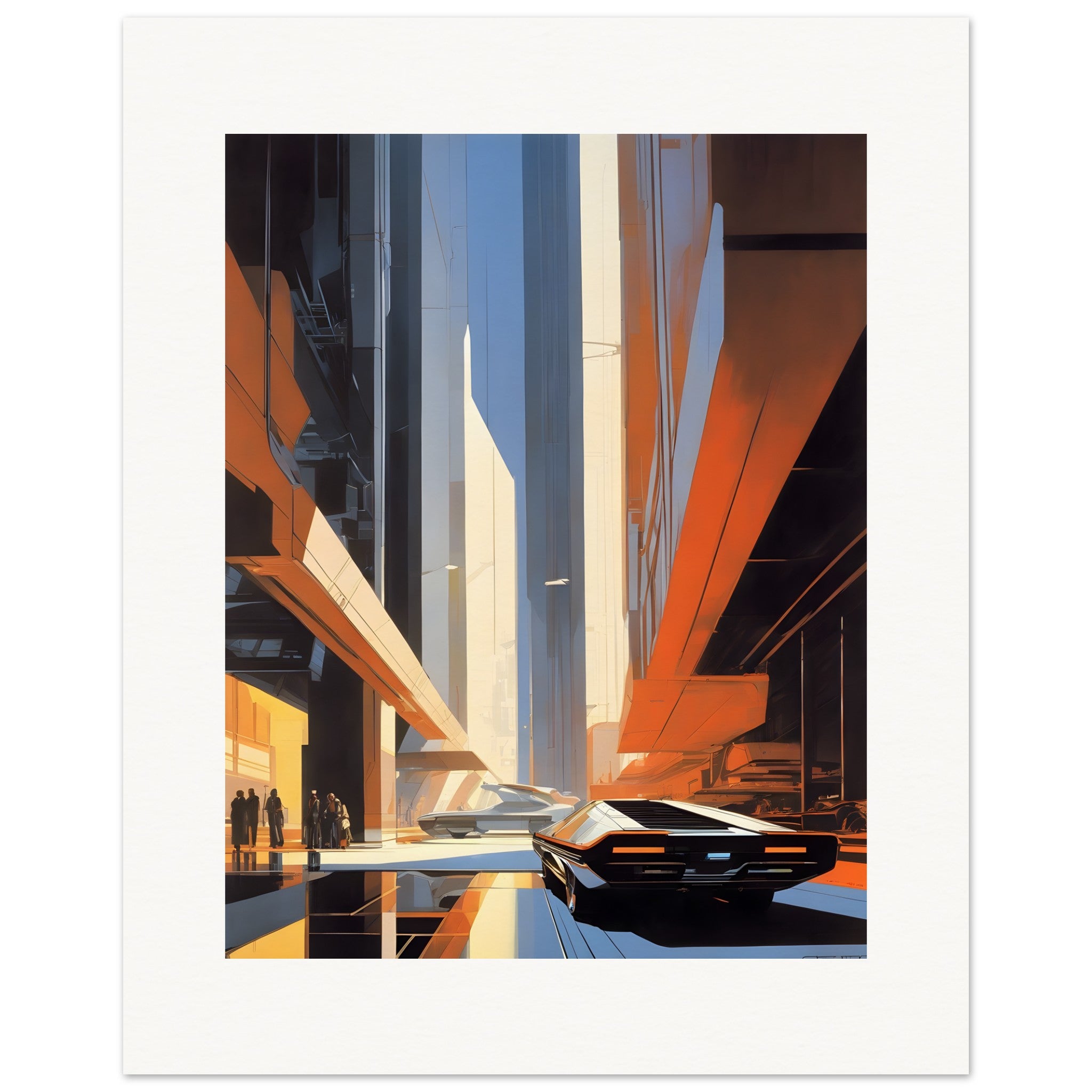 Design industriel américain futuriste, Brutalist architecture, city - Affiche