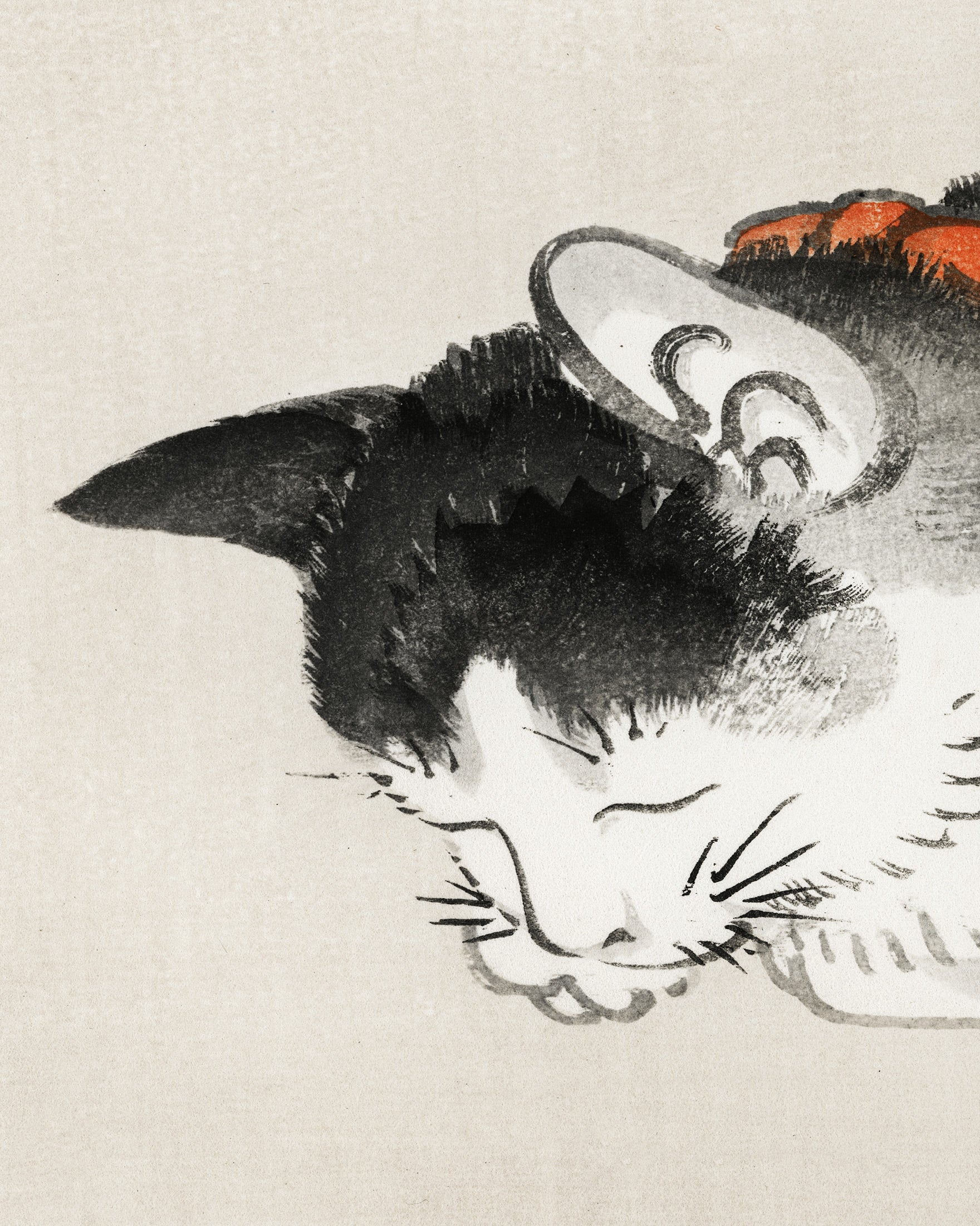 Chat endormi, Kōno Bairei - Affiche