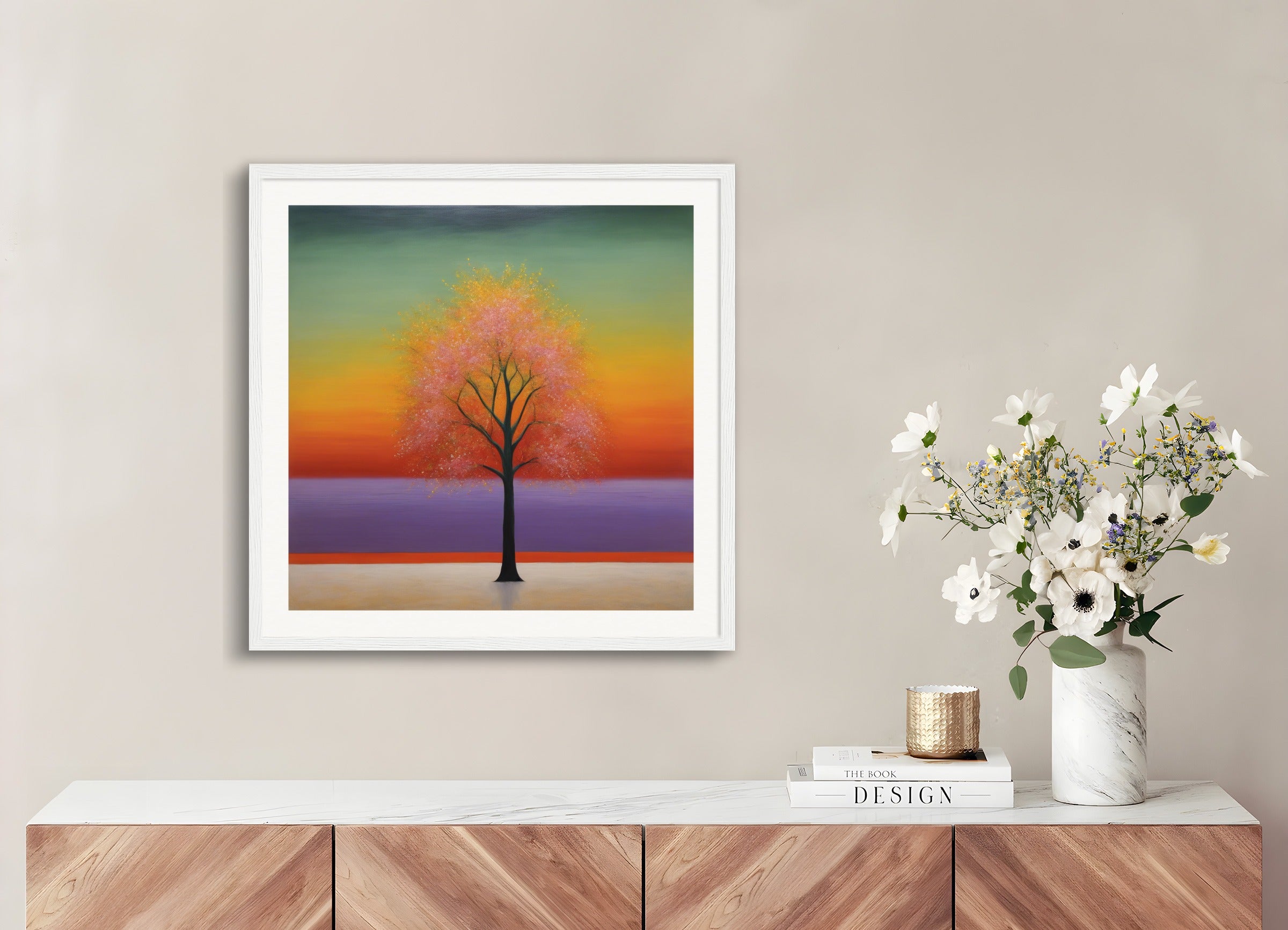 Poster with wood frame: Scottish painting of abstract expressionism,