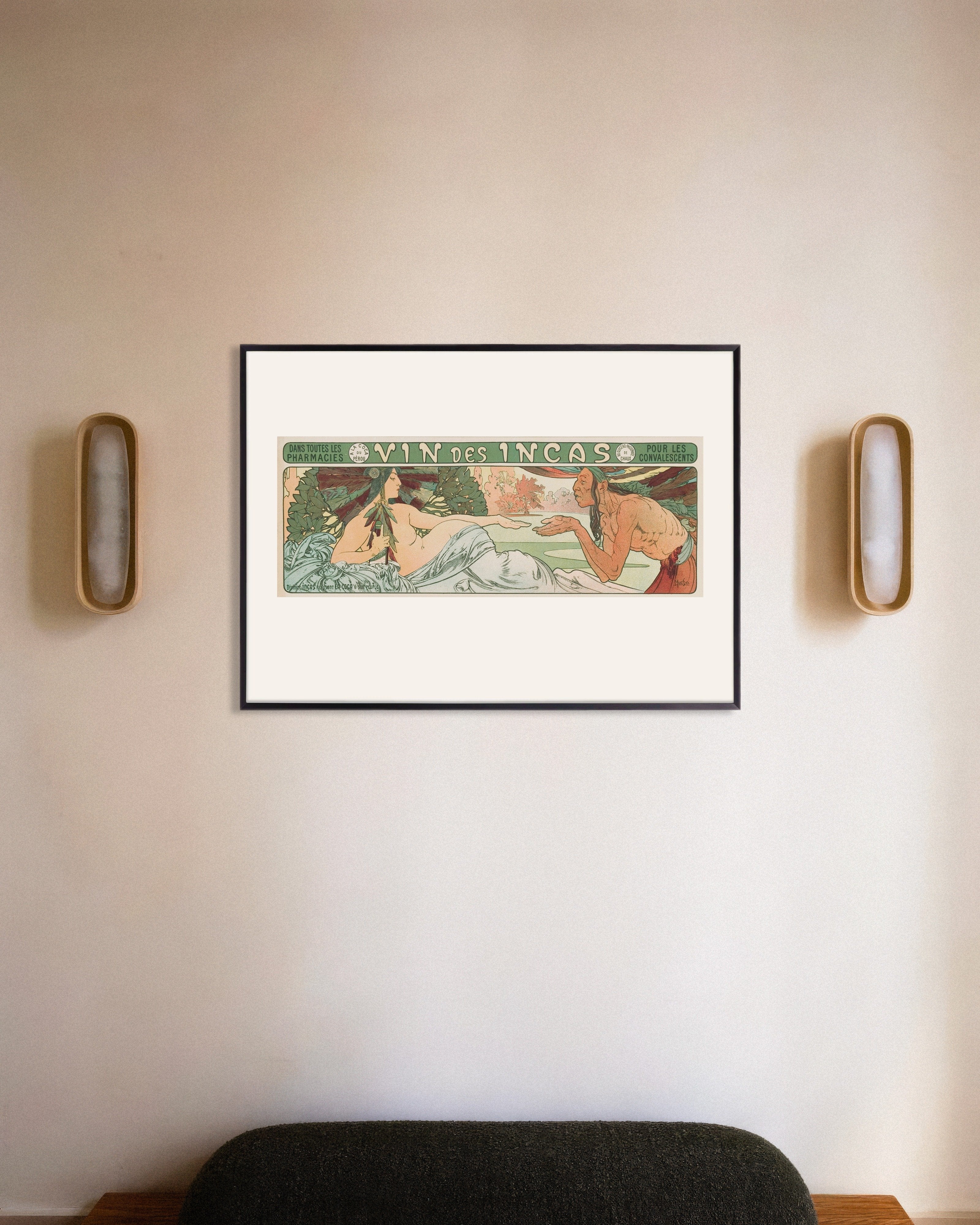 Poster of Alfons Mucha poster, Wine of the Incas, with metal frame