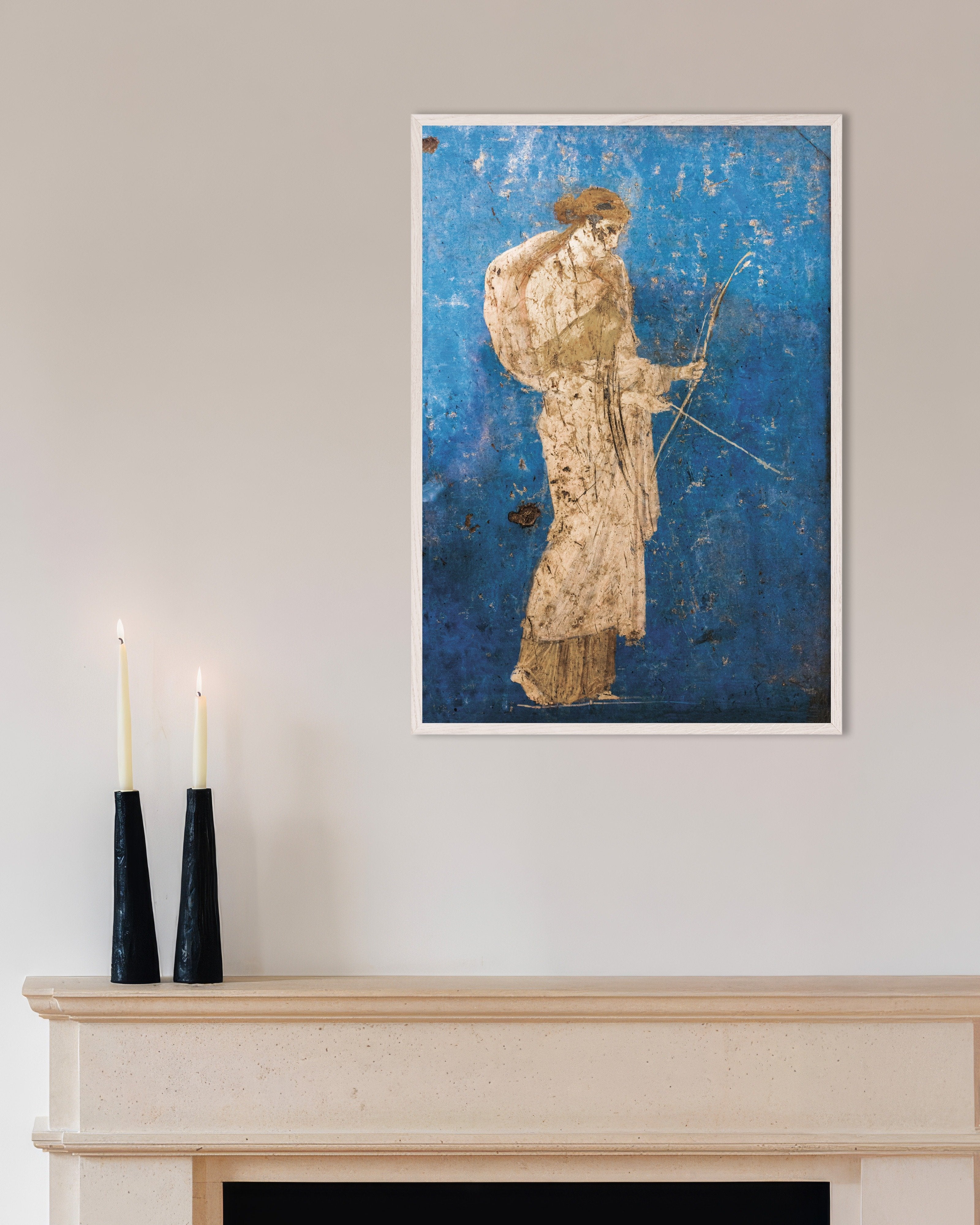 Poster of Artemis Wall Fresco – Roman Mural Poster, with white wooden frame