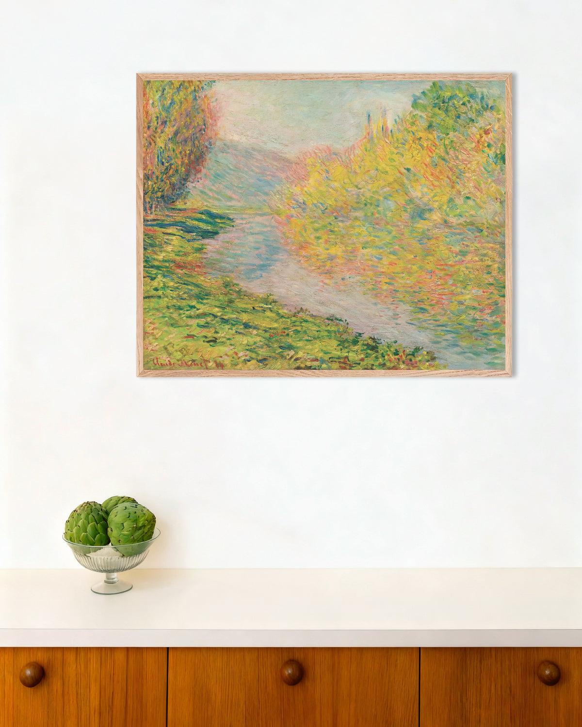 Affiche Automne à Jeufosse (1884) de Claude Monet, avec un cadre en bois naturel