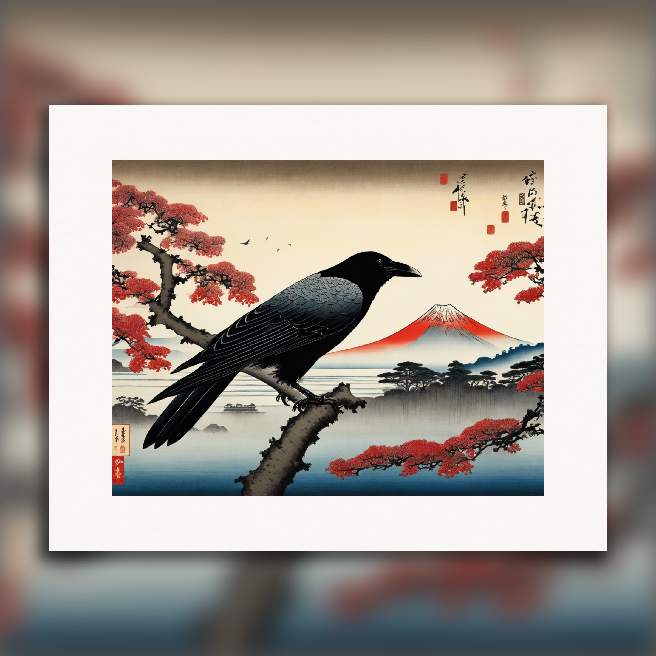 Vues poétiques ukiyo-e, moments fugaces, Corbeau - Affiche
