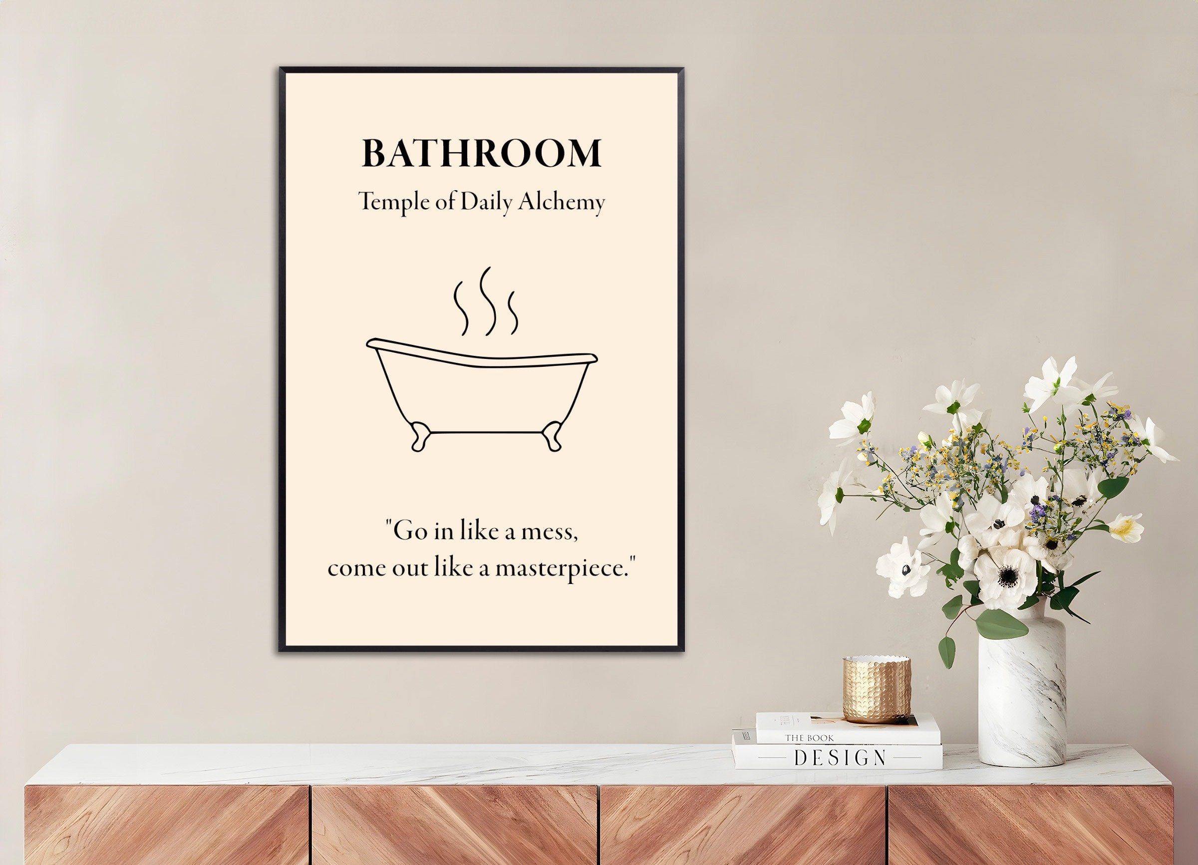 Poster of Bathroom Temple of Daily Alchemy Art Print, with metal frame