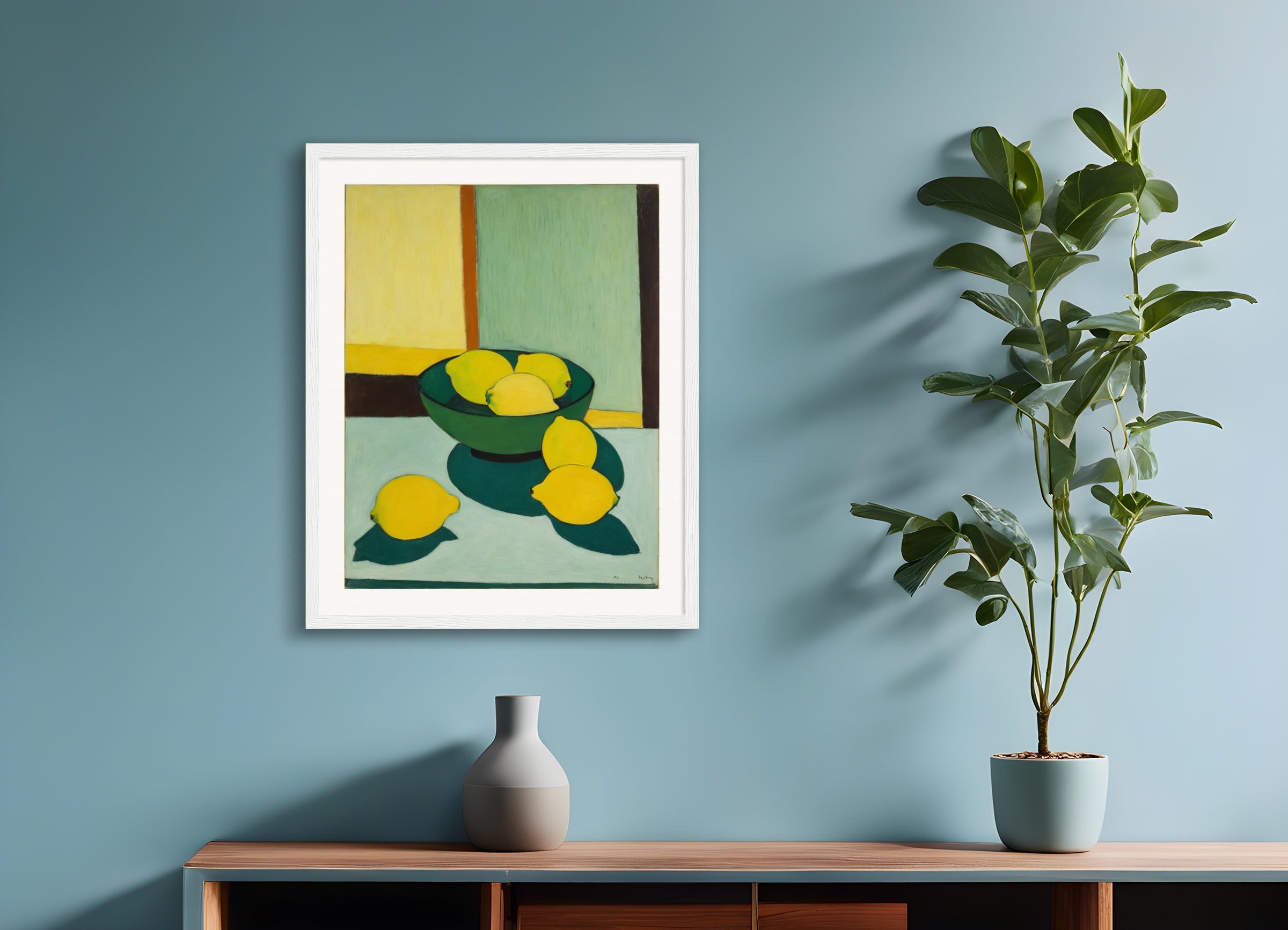 Poster with wood frame: American intimate figurative, abstract trend,