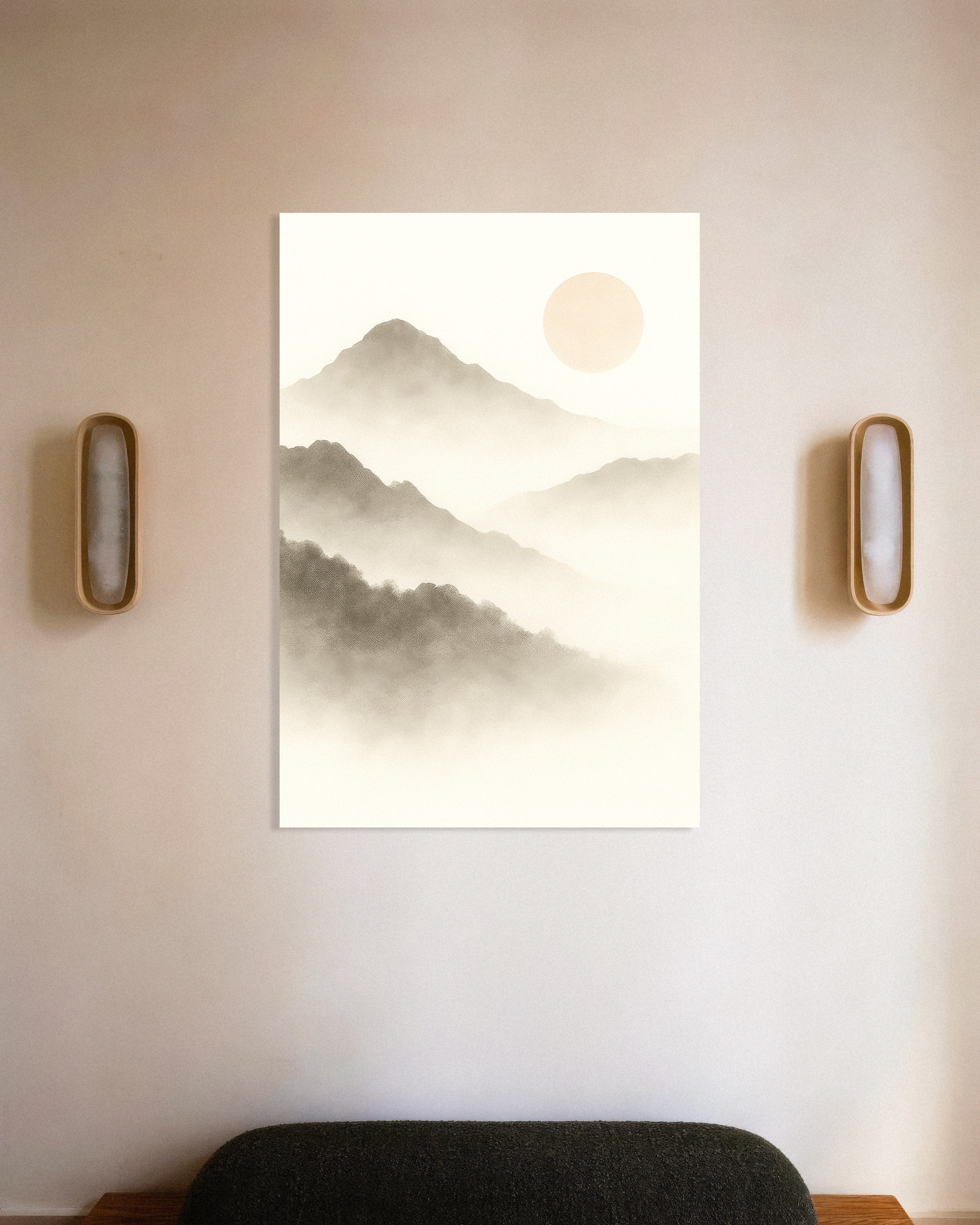 Poster of Beige mountain landscape art print