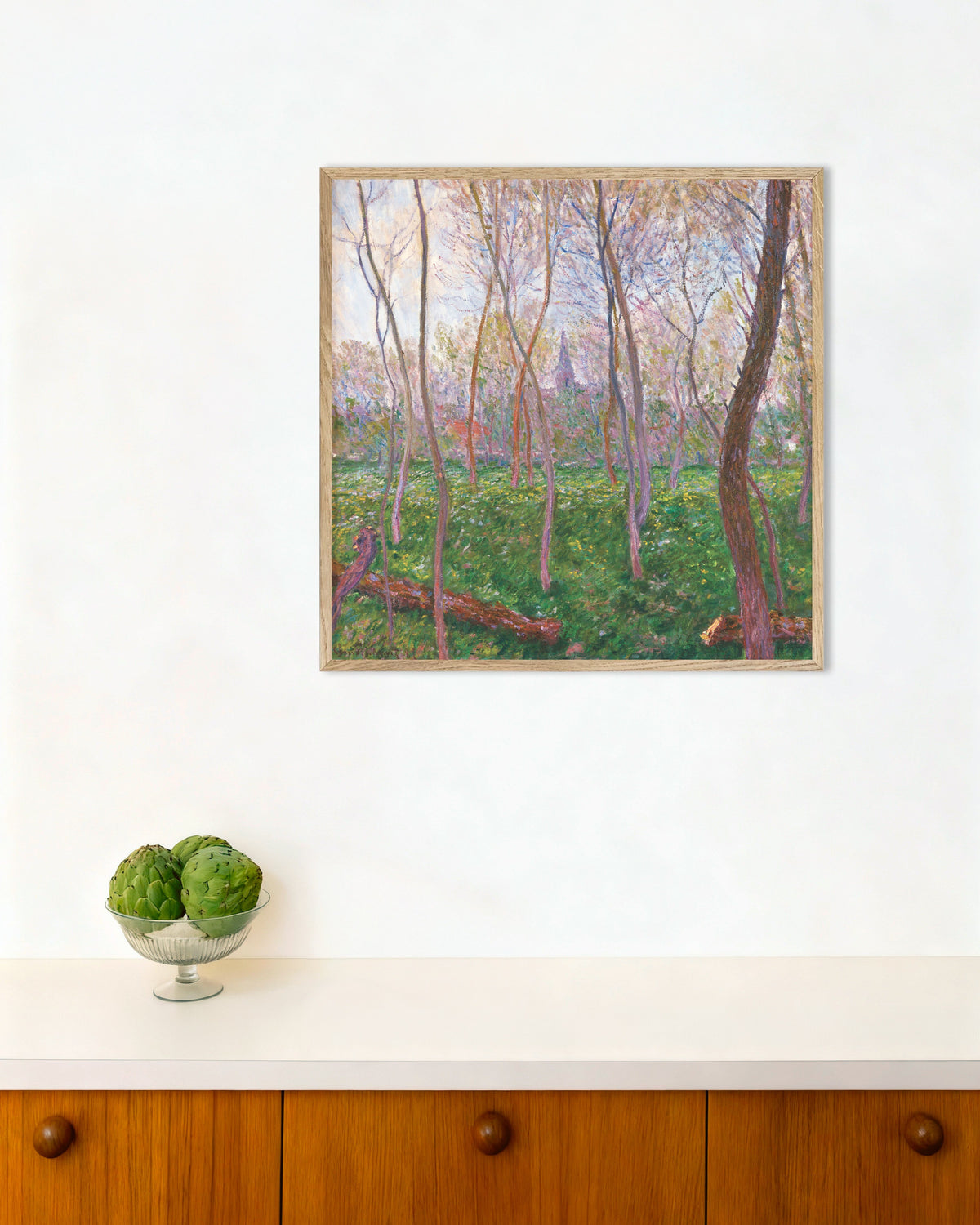 Affiche Bennecourt (1887) de Claude Monet, avec un cadre en bois naturel