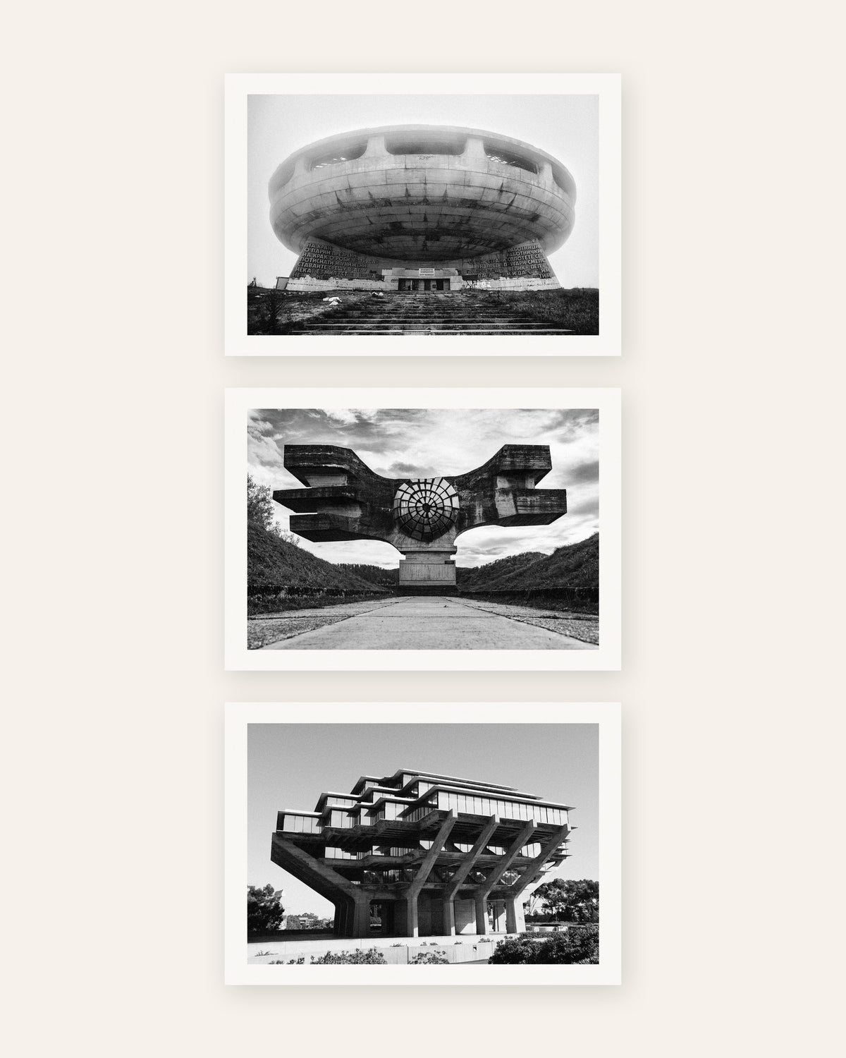 Affiches brutalistes, lot de 3 : monuments de béton, sans cadre
