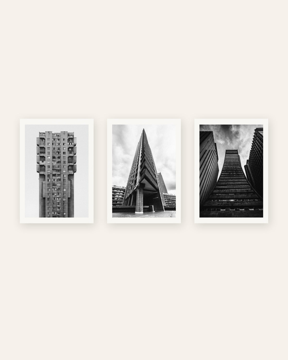Affiches brutalistes, lot de 3 : tours de béton, sans cadre
