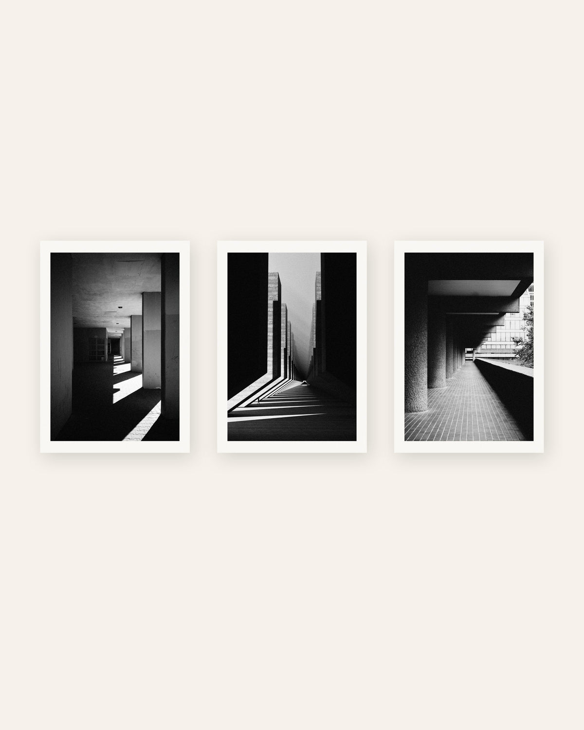 Affiches brutalistes, lot de 3 : ombre et lumière, sans cadre