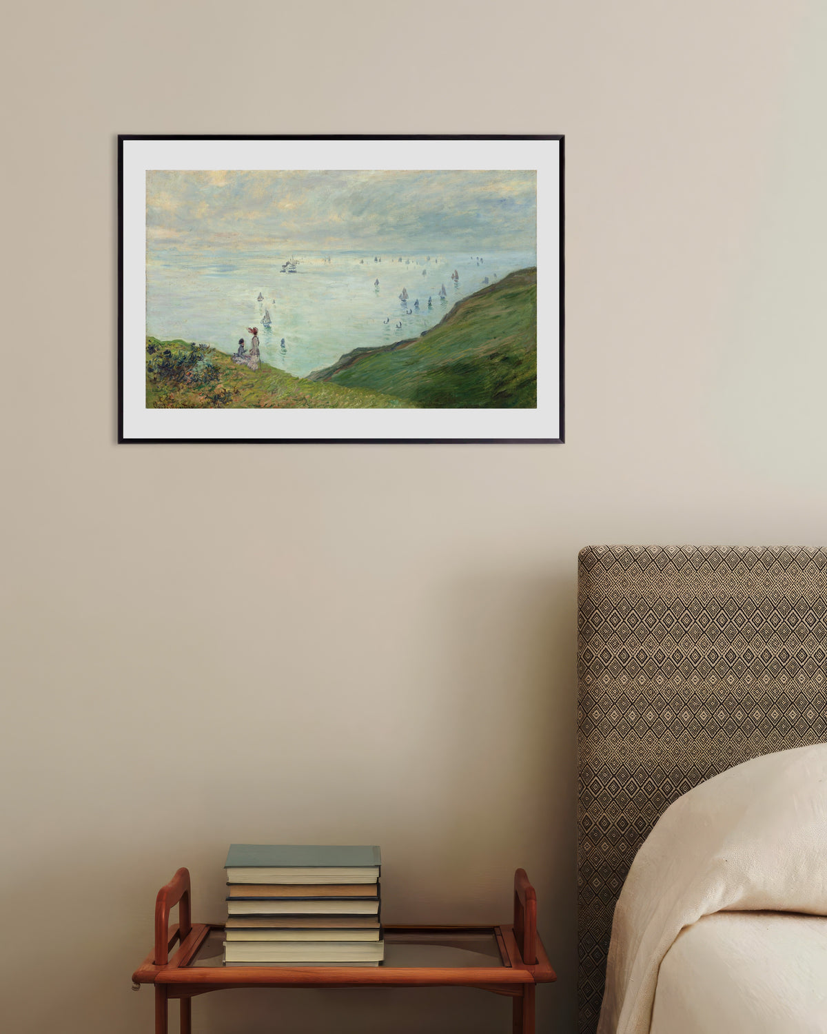 Affiche Falaises à Pourville (1882) de Claude Monet, avec un cadre en métal