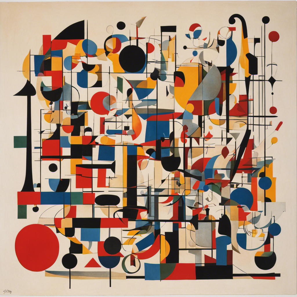 Lignes et figures géométriques aux formes flottantes, art abstrait ludique - Affiche