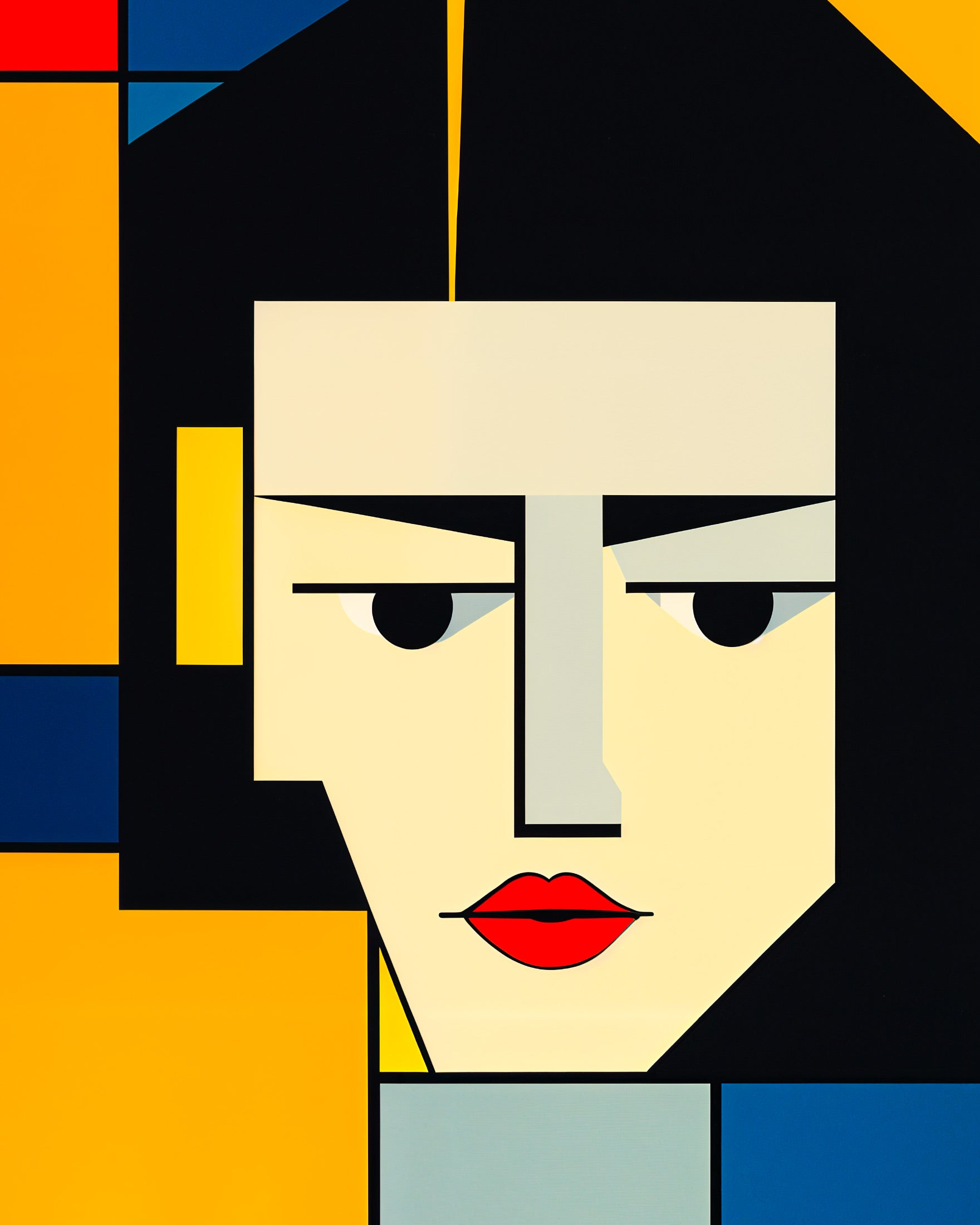 De Stijl, portrait de Justine - Affiche