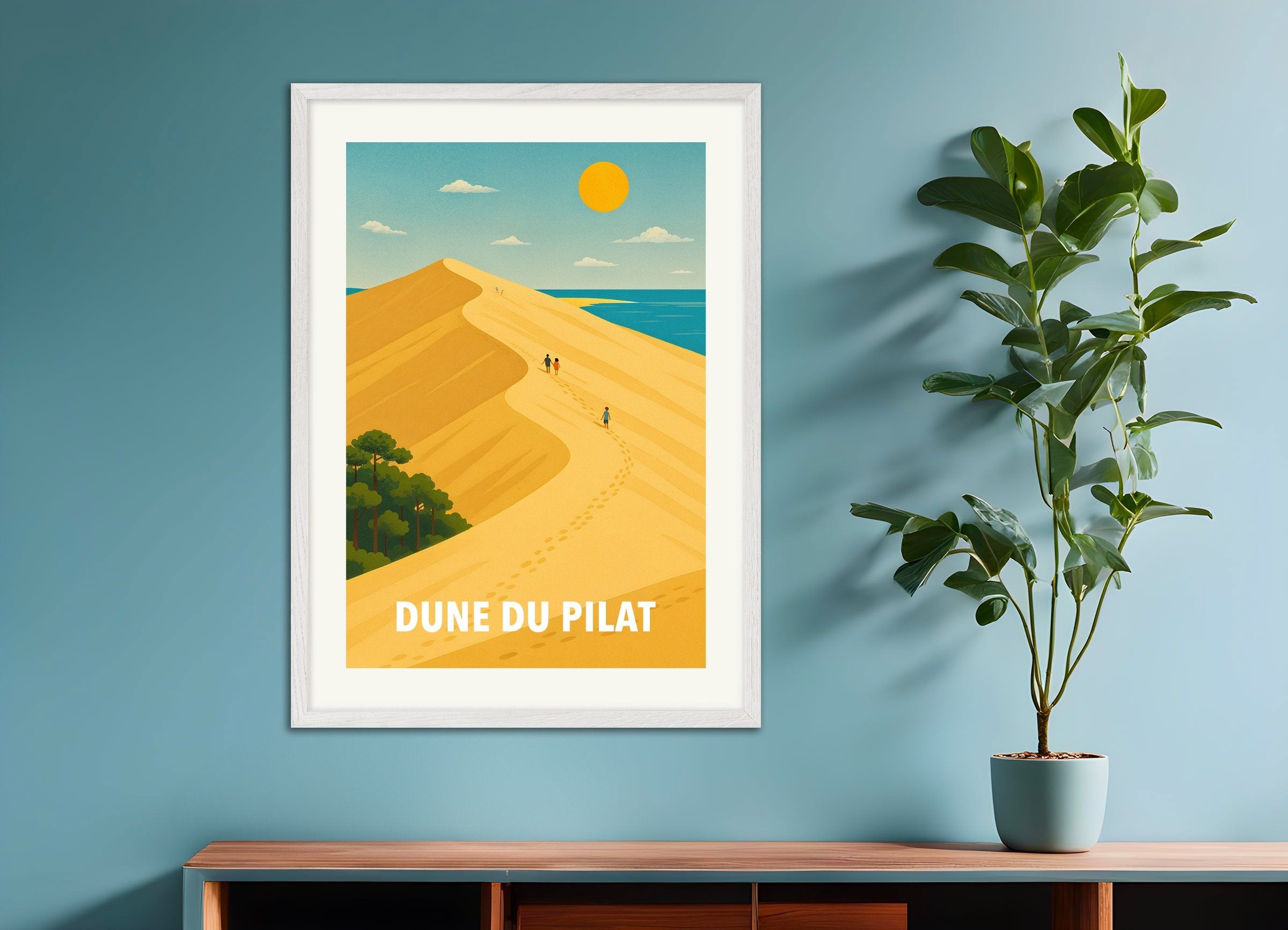 Poster of Dune of Pilat - Poster, with white wooden frame