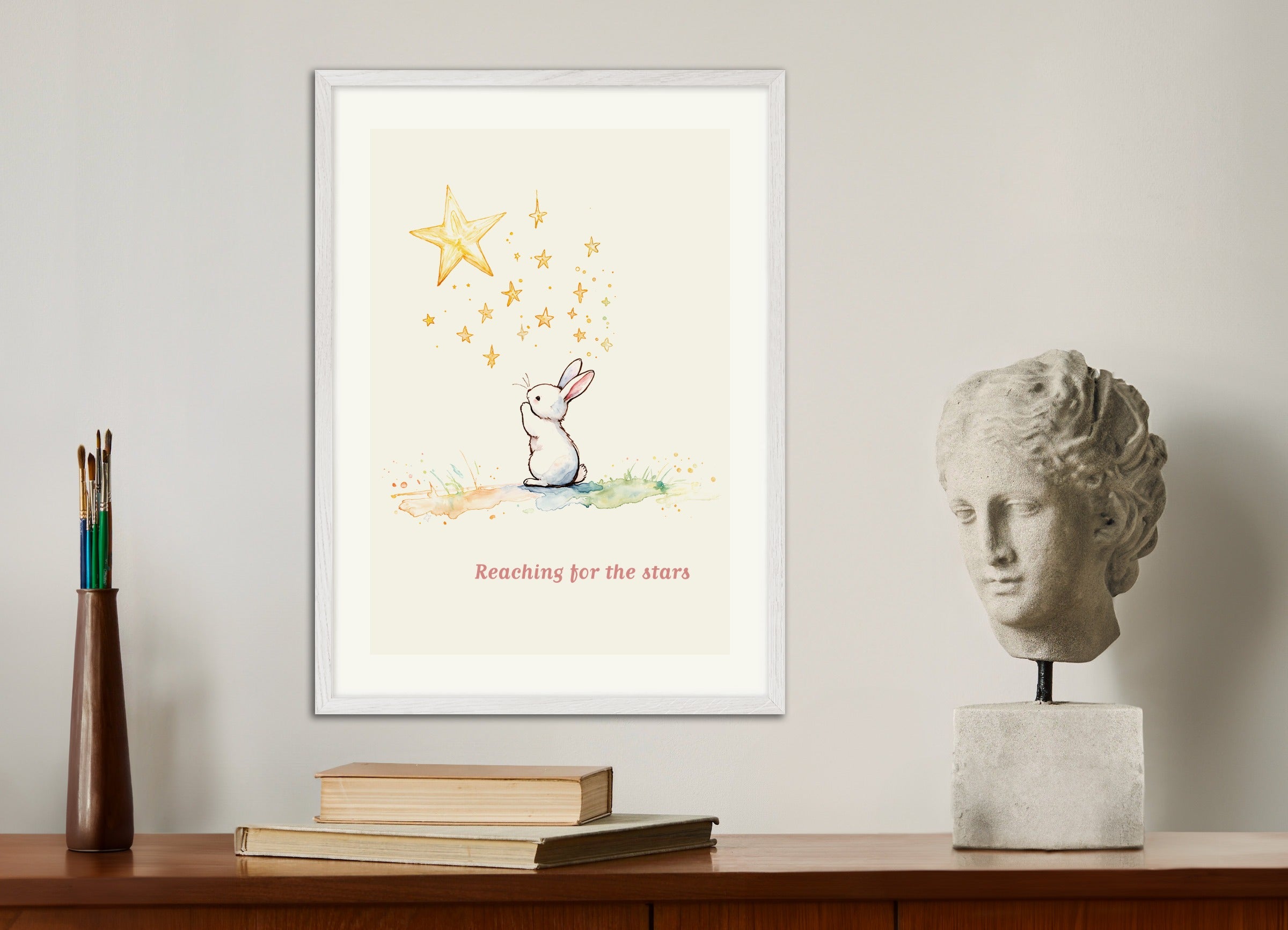 Poster with white wood frame: Reaching for the Stars