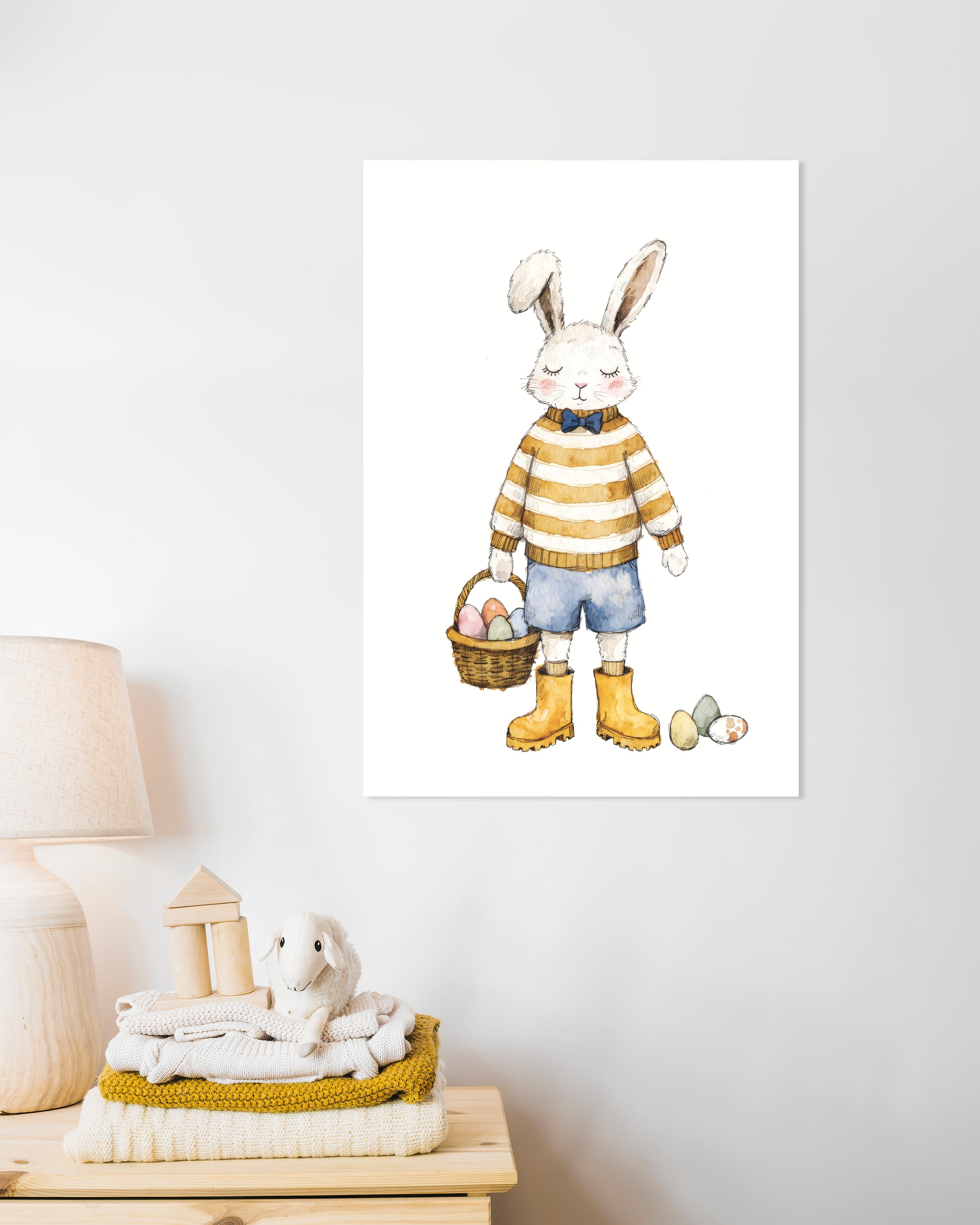 Poster of Easter Bunny with Basket Art Print