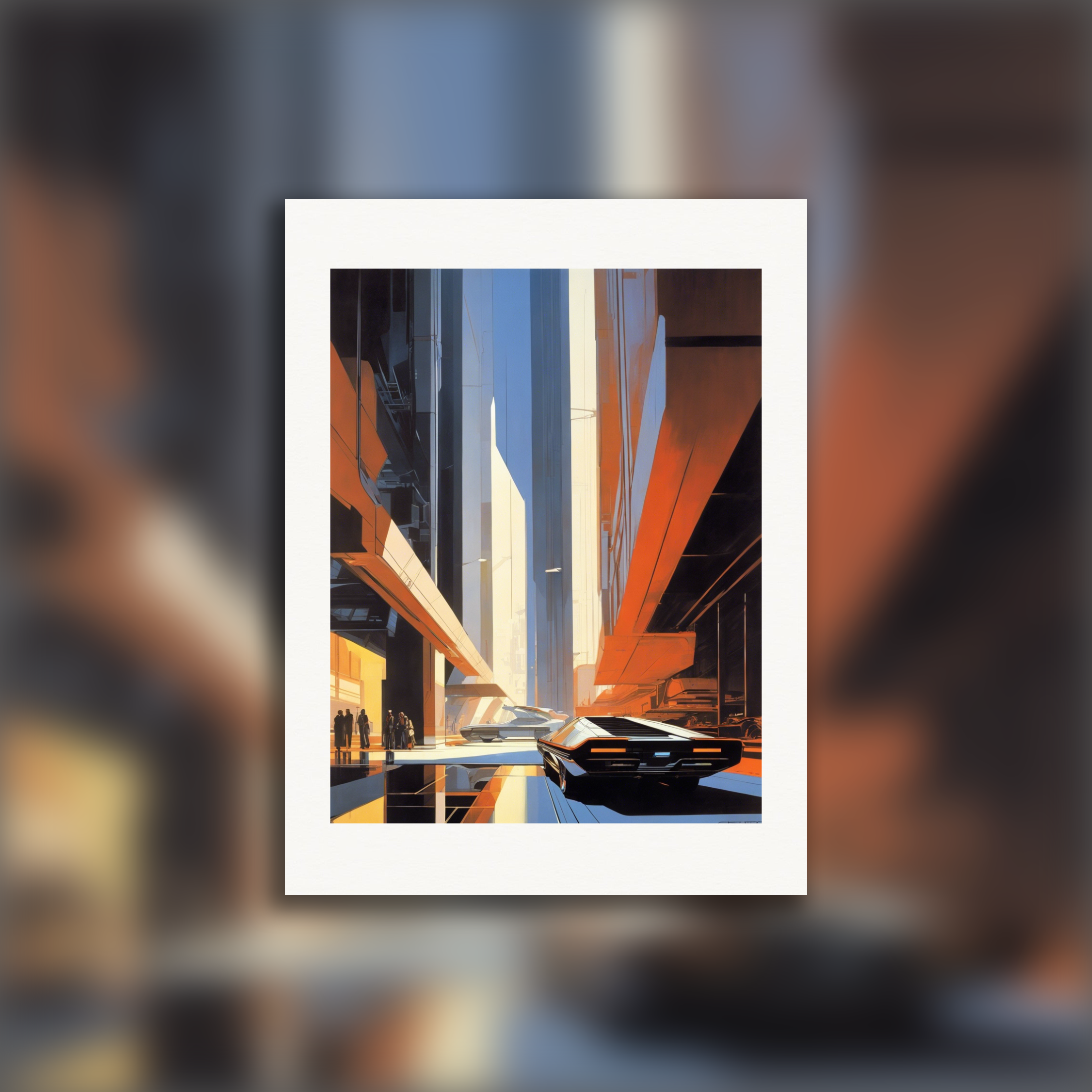 Design industriel américain futuriste, Brutalist architecture, city - Affiche