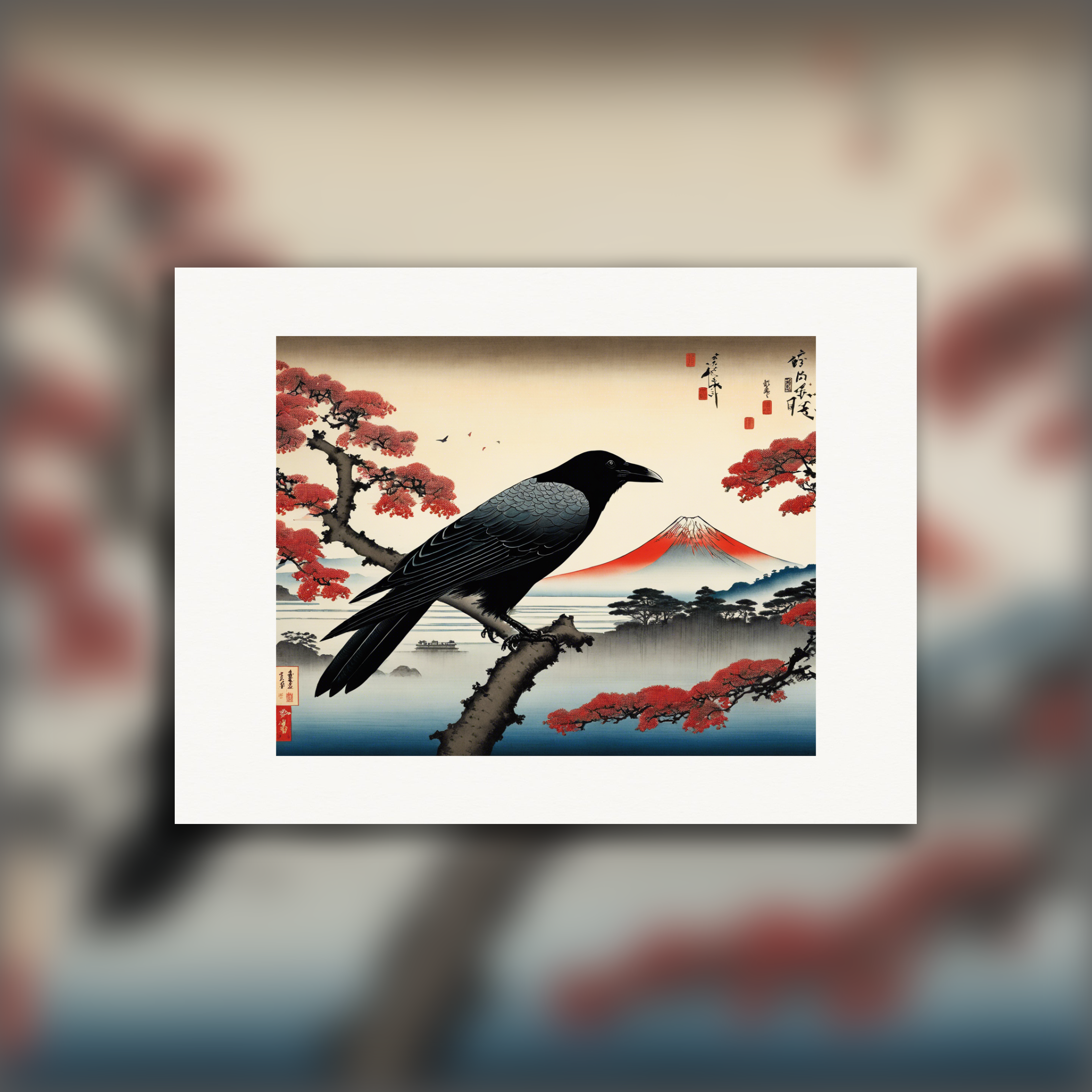 Vues poétiques ukiyo-e, moments fugaces, Corbeau - Affiche