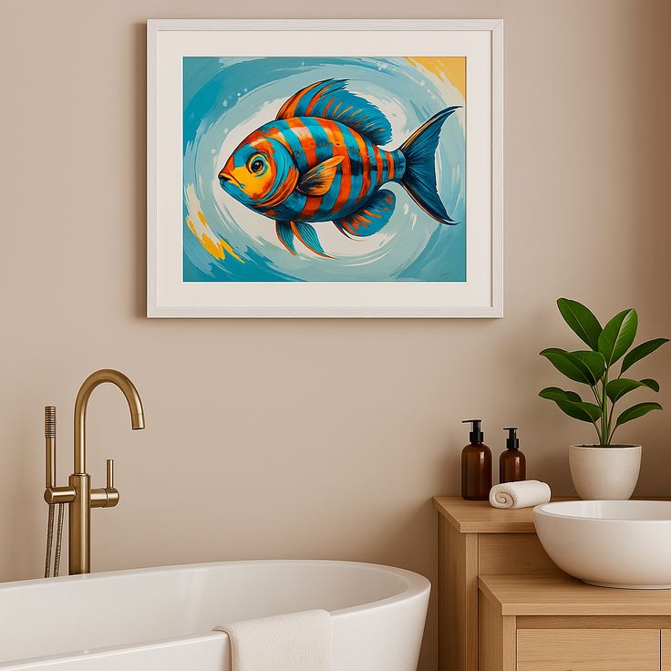 Poster Poisson, peinture