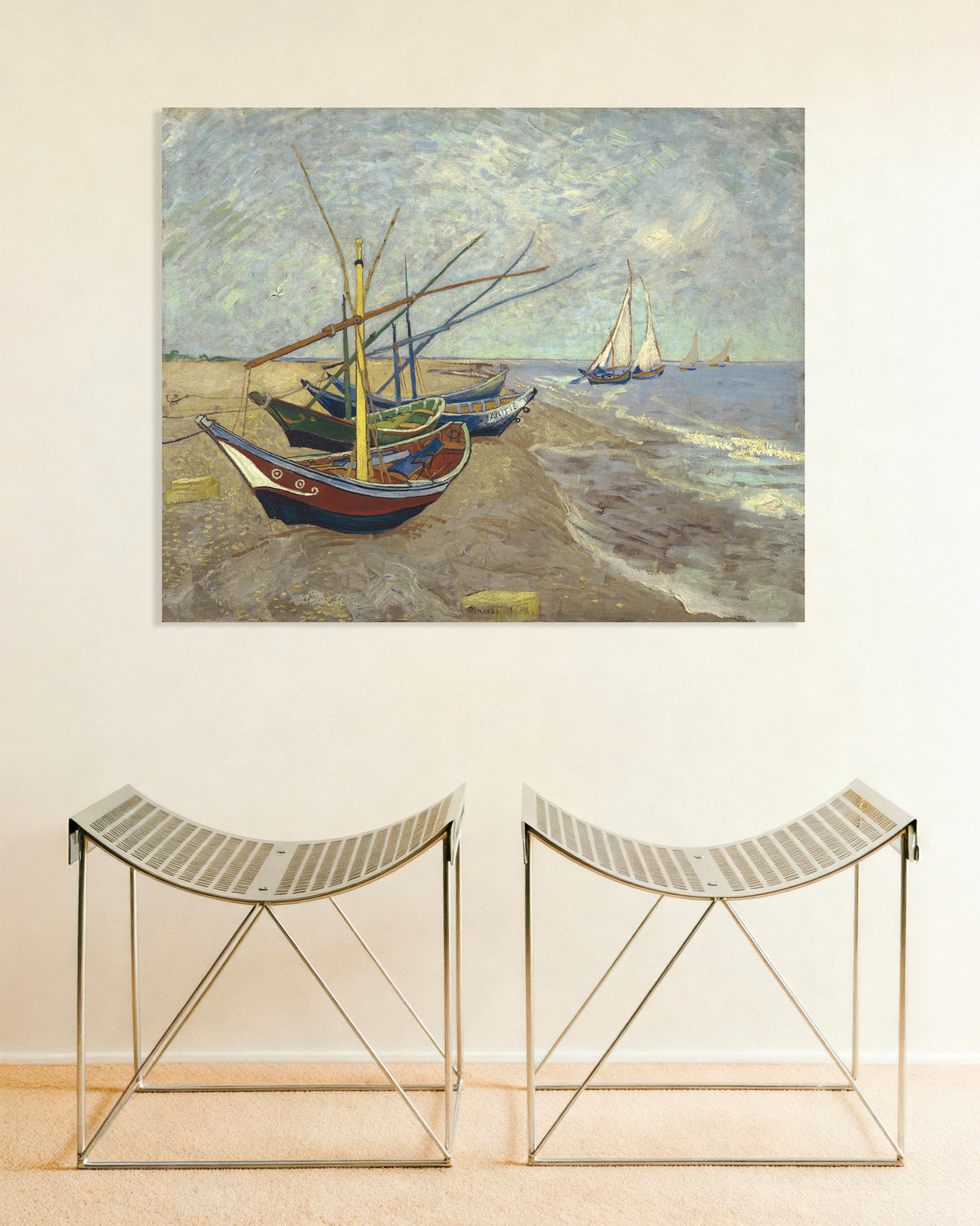 Poster de Barques de pêche sur la plage des Saintes-Maries-de-la-Mer (1888), de Vincent van Gogh