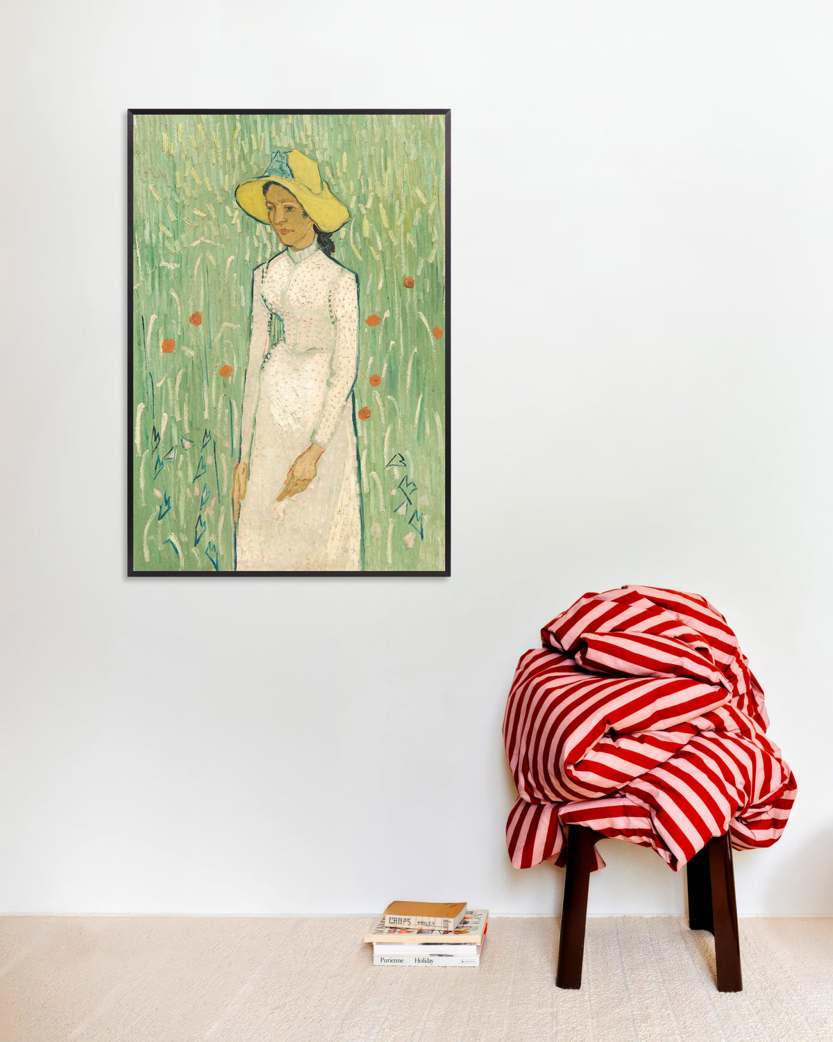 Poster Jeune fille en blanc (1890), Vincent van Gogh, avec un cadre en métal