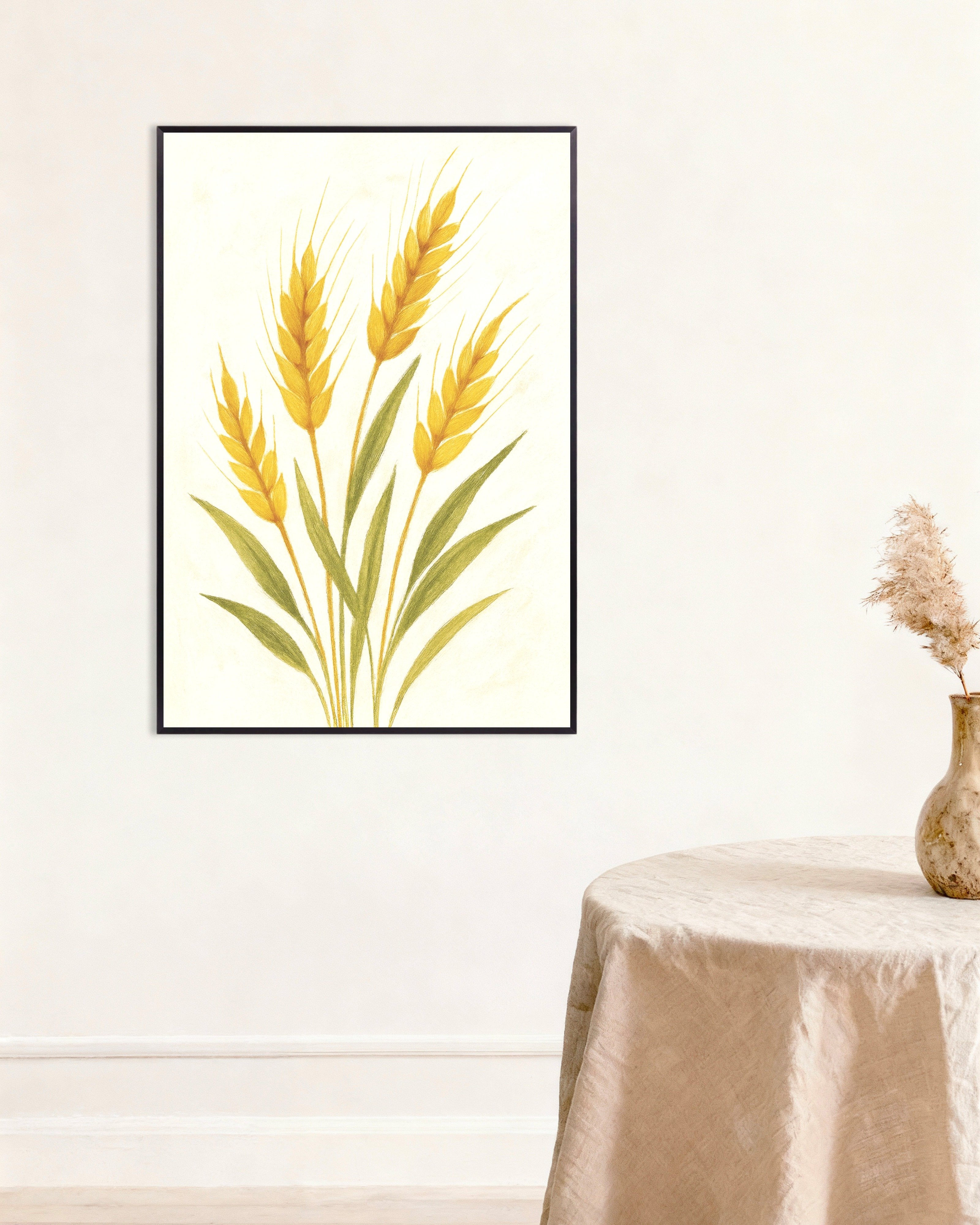 Poster of Golden wheat botanical art print, with metal frame
