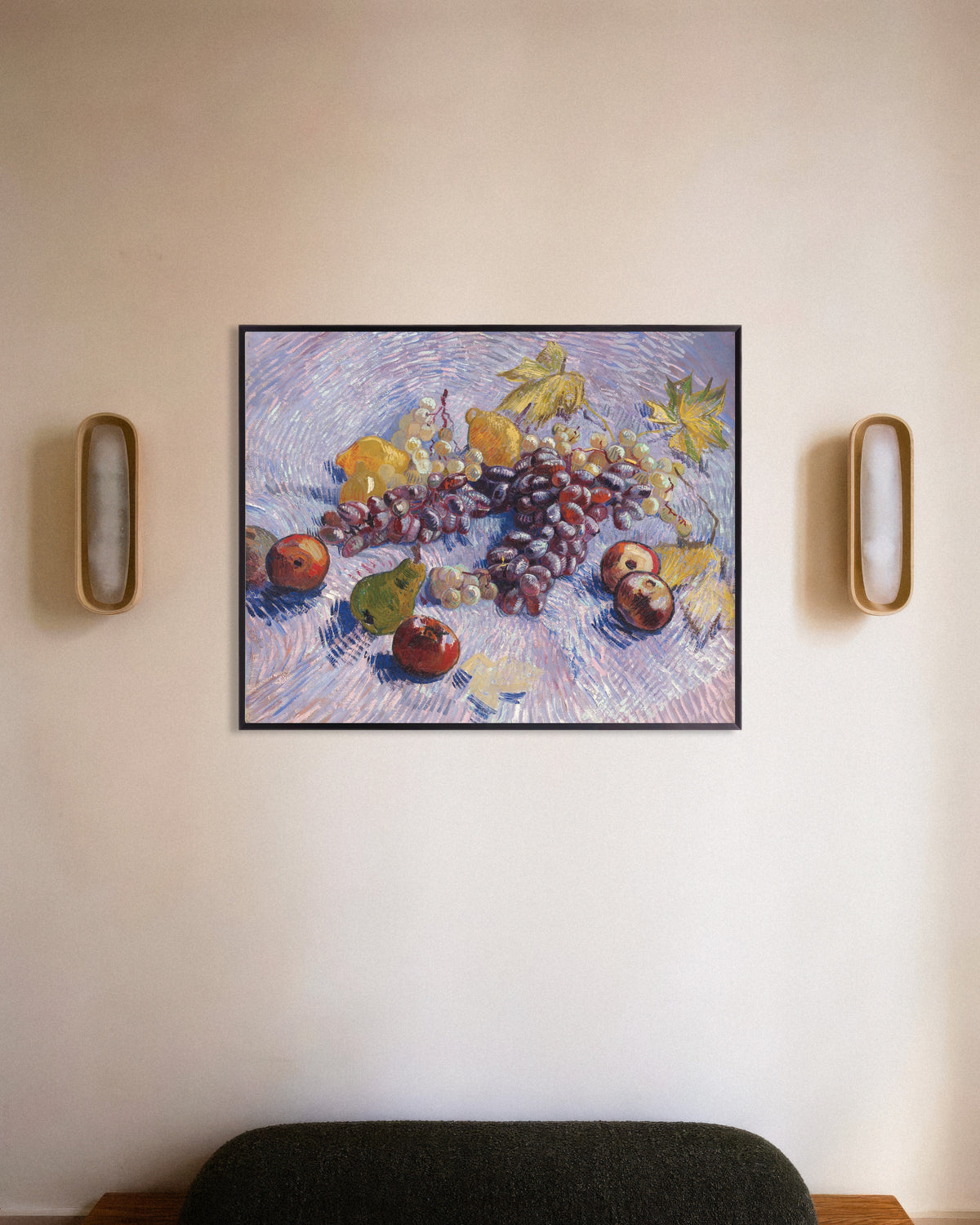 Poster Raisins, citrons, poires et pommes (1887) de Vincent van Gogh, avec un cadre métallique