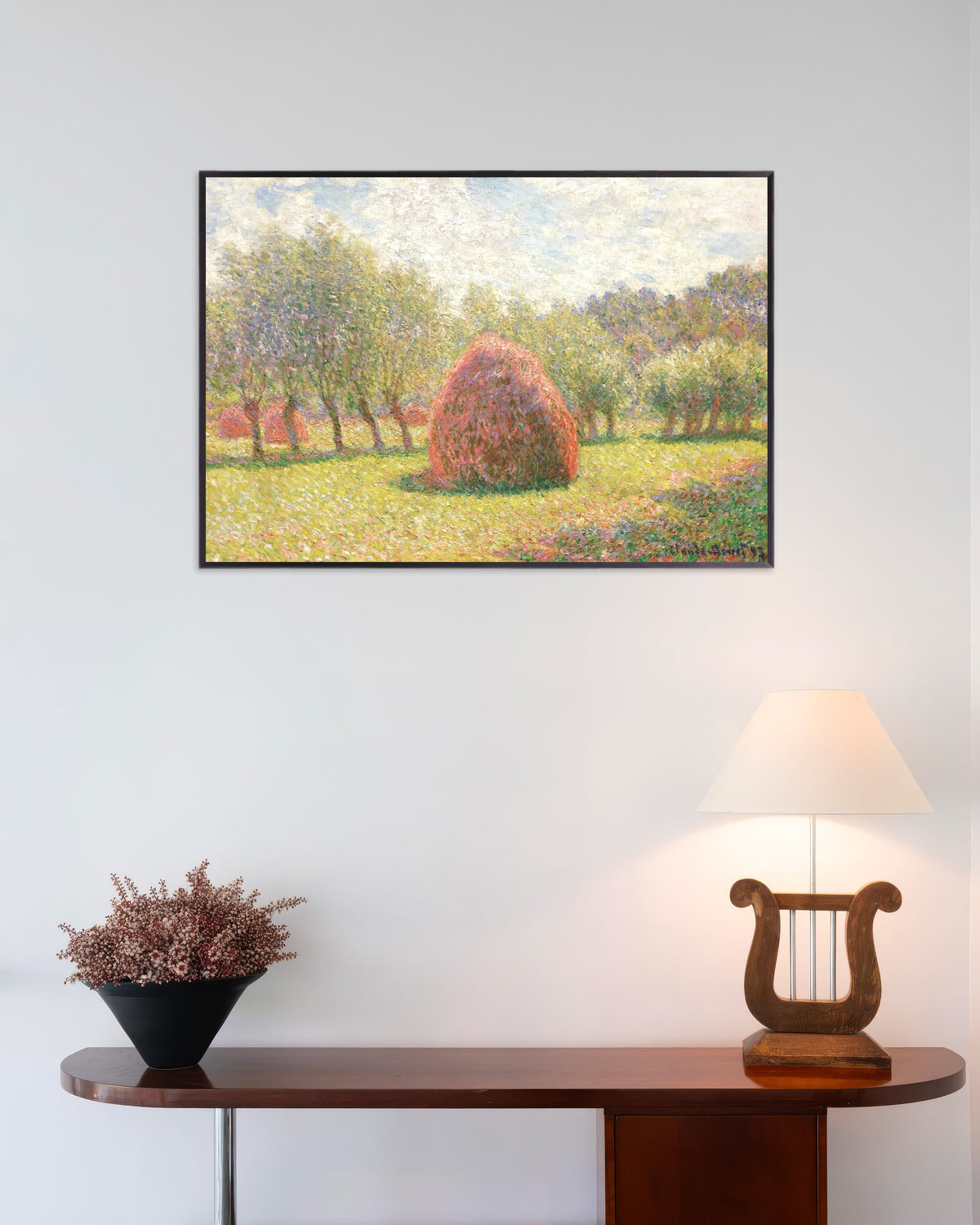 Affiche Meules à Giverny (1893) de Claude Monet, avec un cadre en métal