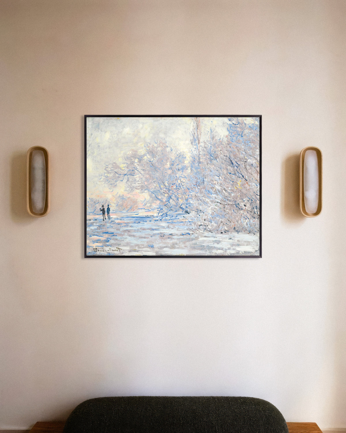 Affiche Le Givre à Giverny (1885) de Claude Monet, avec un cadre en métal