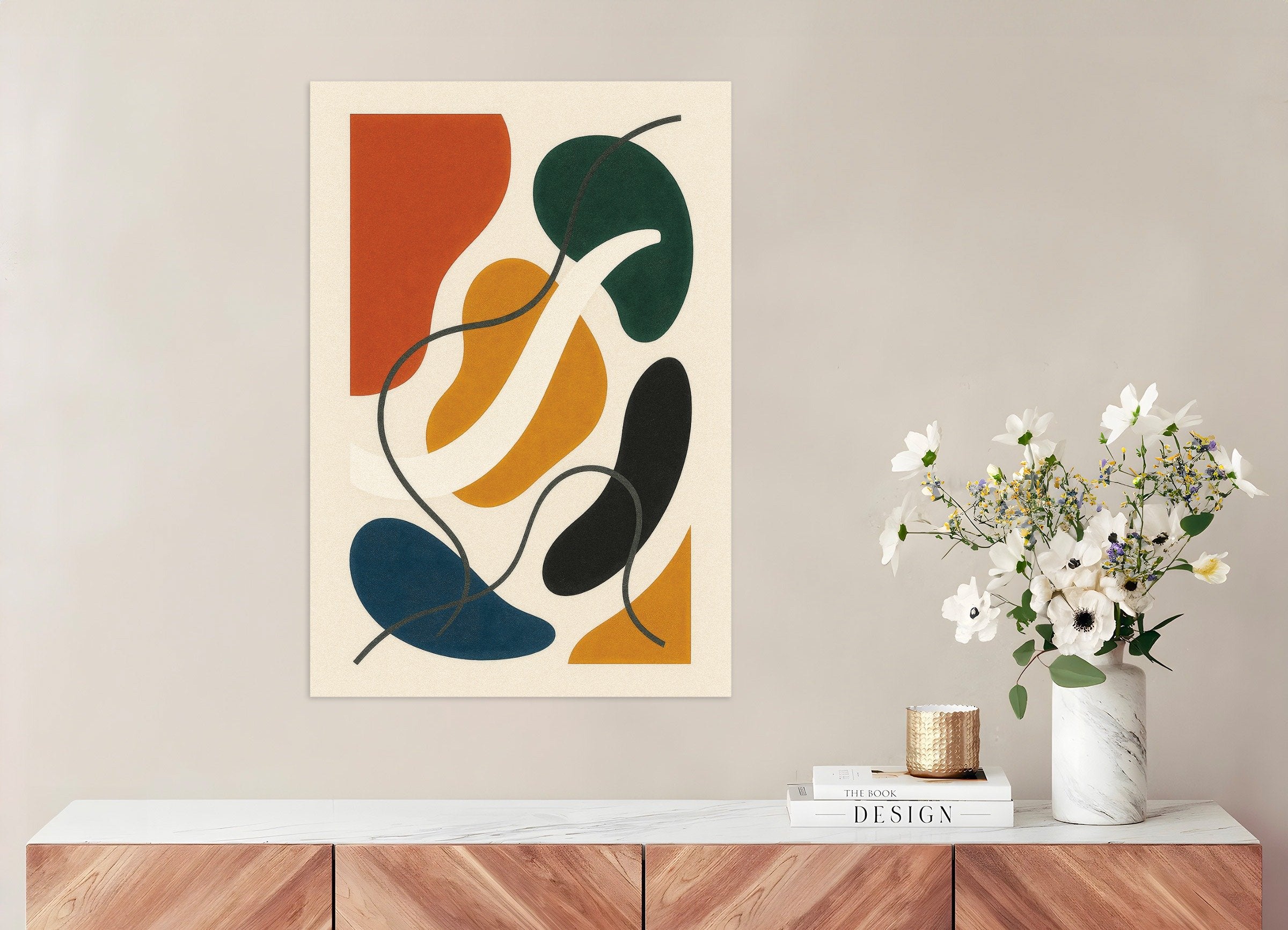 Poster of Inflections 02 – colorful abstract poster with organic shapes
