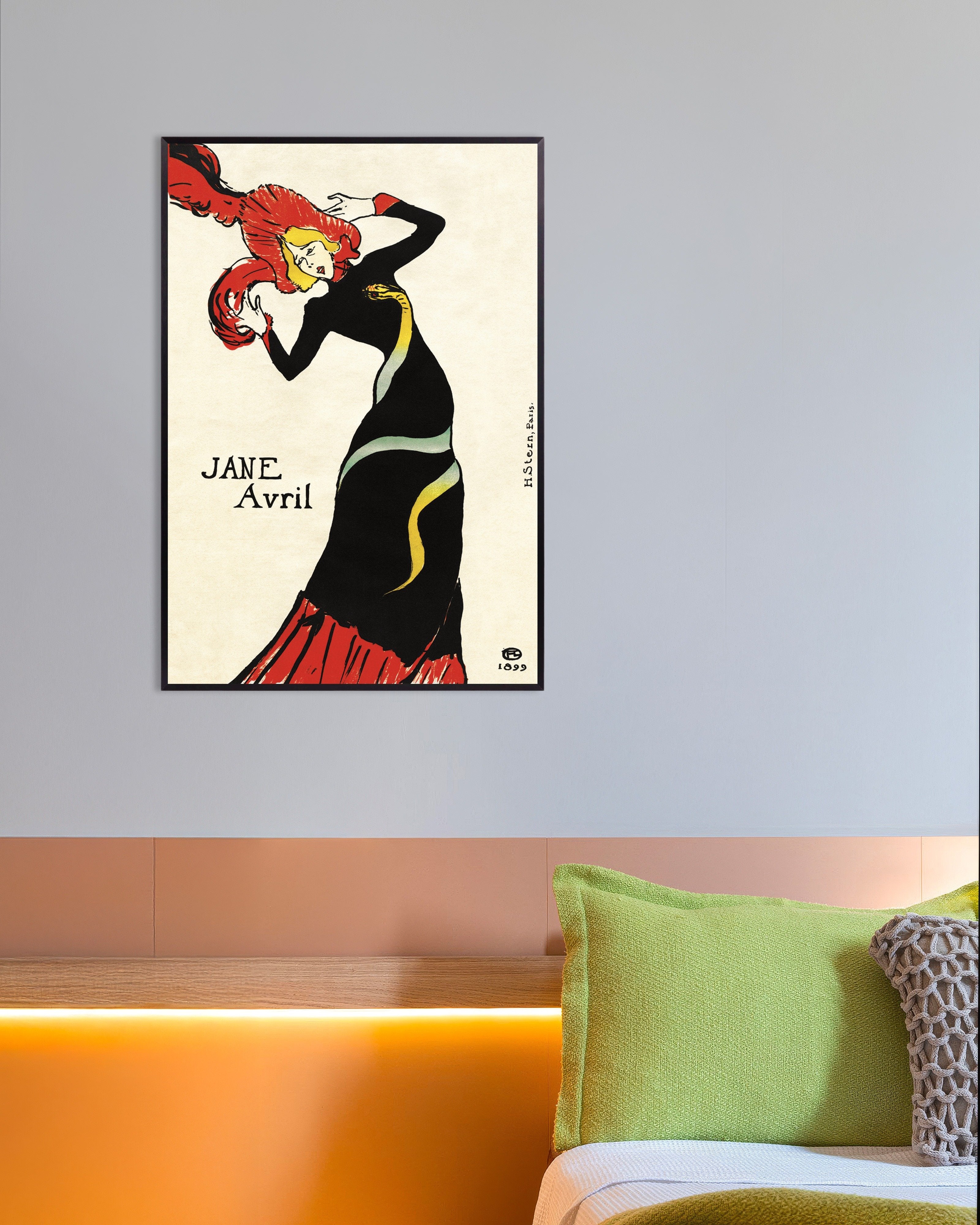 Poster of Jane Avril (1899) by Henri de Toulouse-Lautrec Poster, with metal frame