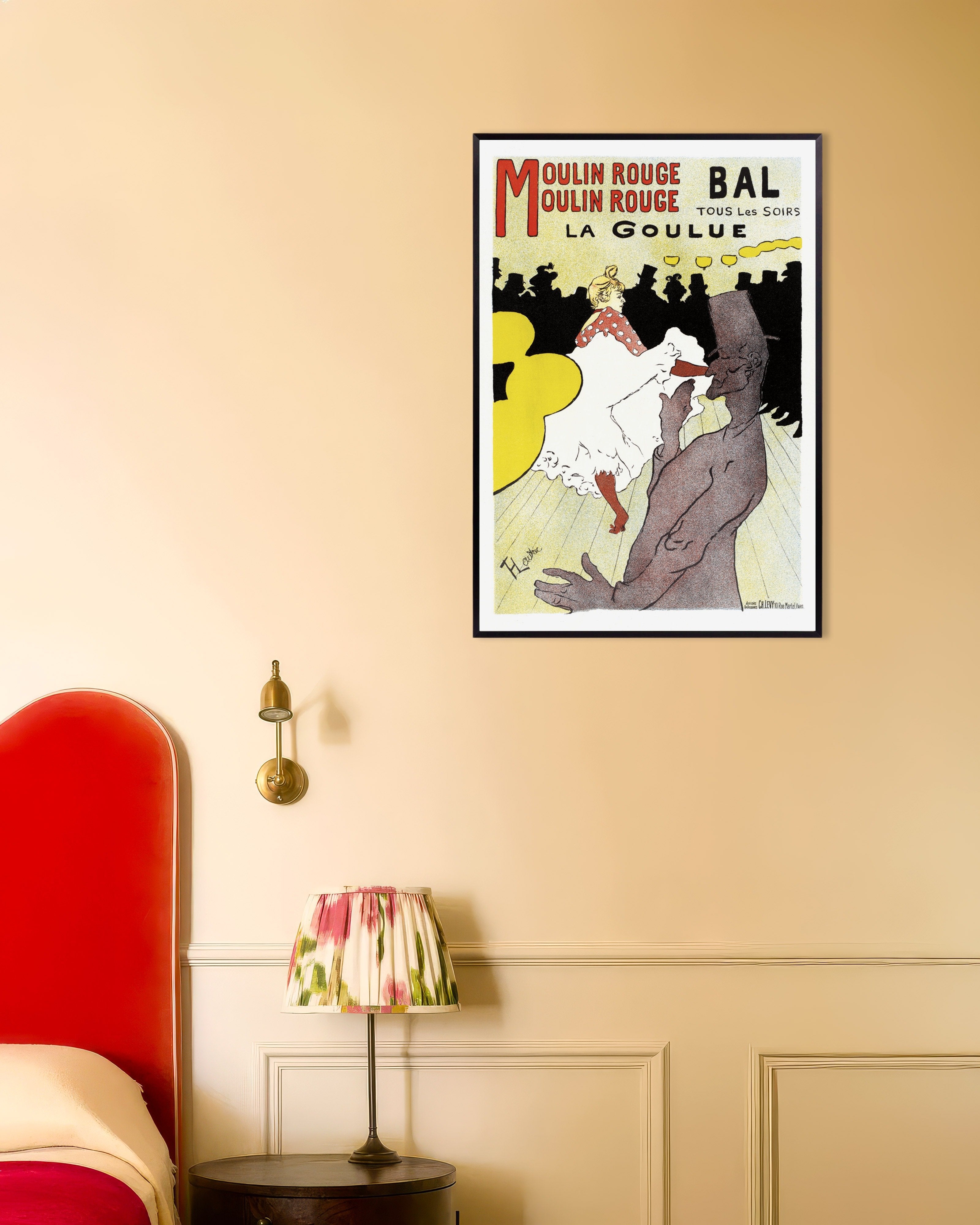 Poster of 'La Goulue' (1898) by Henri de Toulouse-Lautrec, Affiche pour le Moulin Rouge, with metal frame