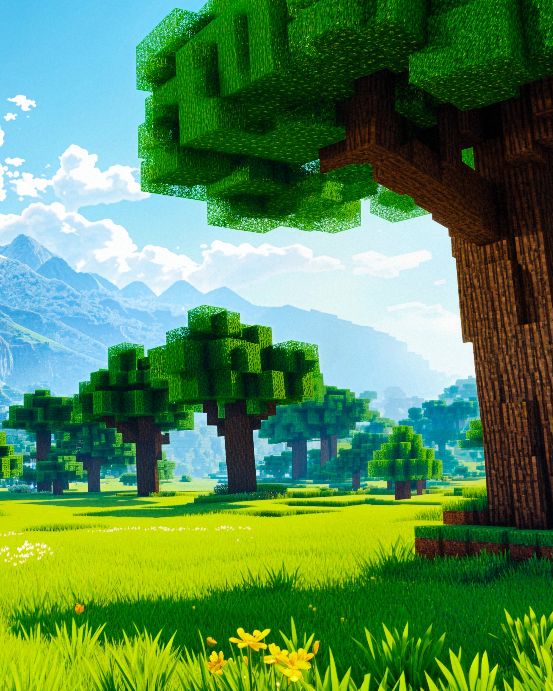 Minecraft, paysage - Affiche