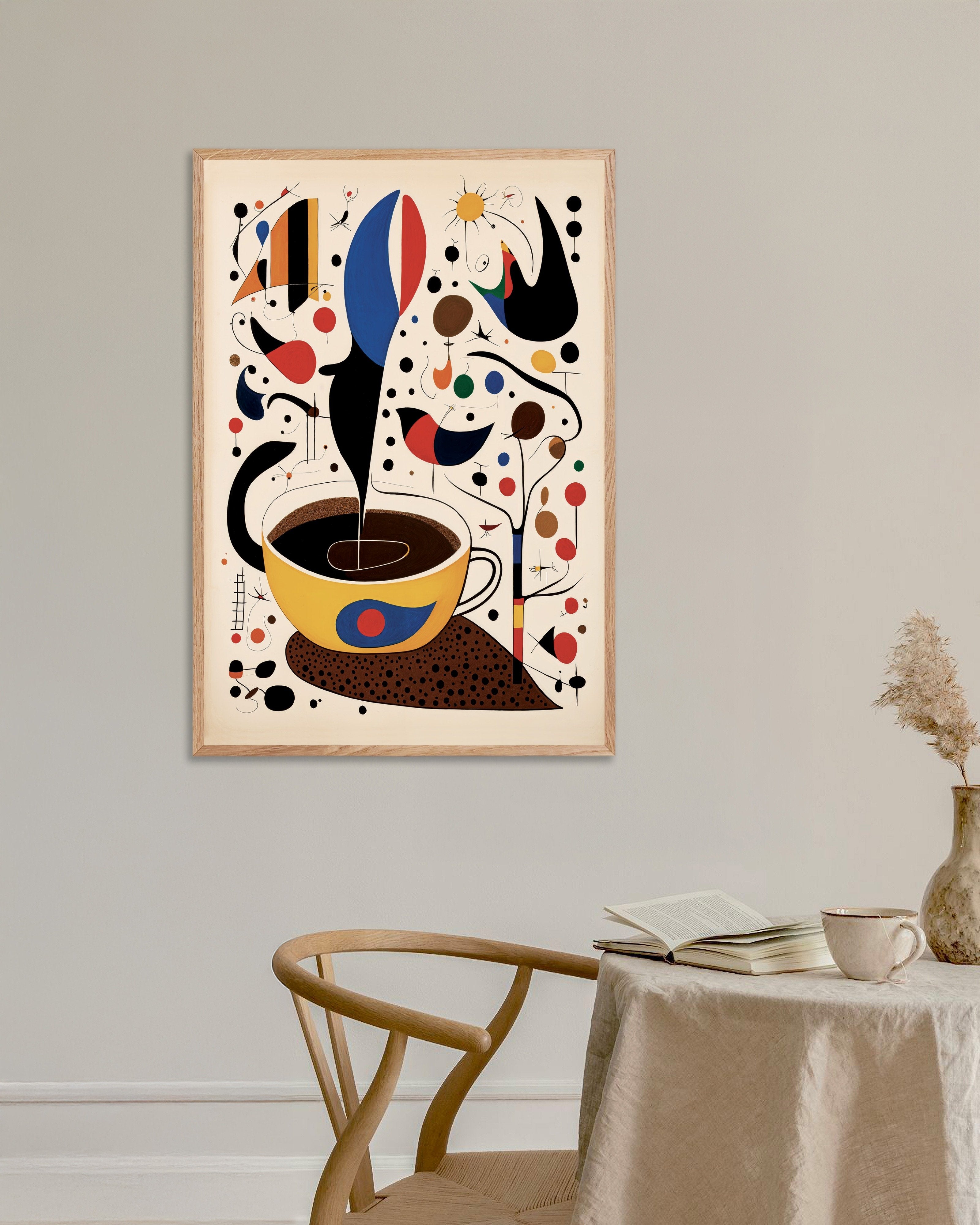 Poster of Morning coffee - Surrealist poster, with natural wooden frame