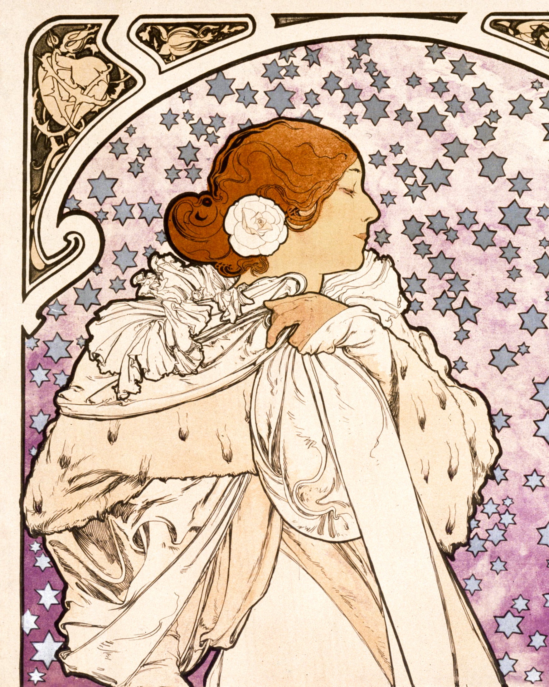 La Dame aux camélias, Sarah Bernhardt (1896) d'Alfons Mucha - Affiche