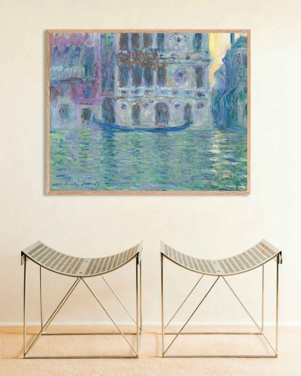 Affiche Le Palais Dario (1908) de Claude Monet, avec un cadre en bois naturel