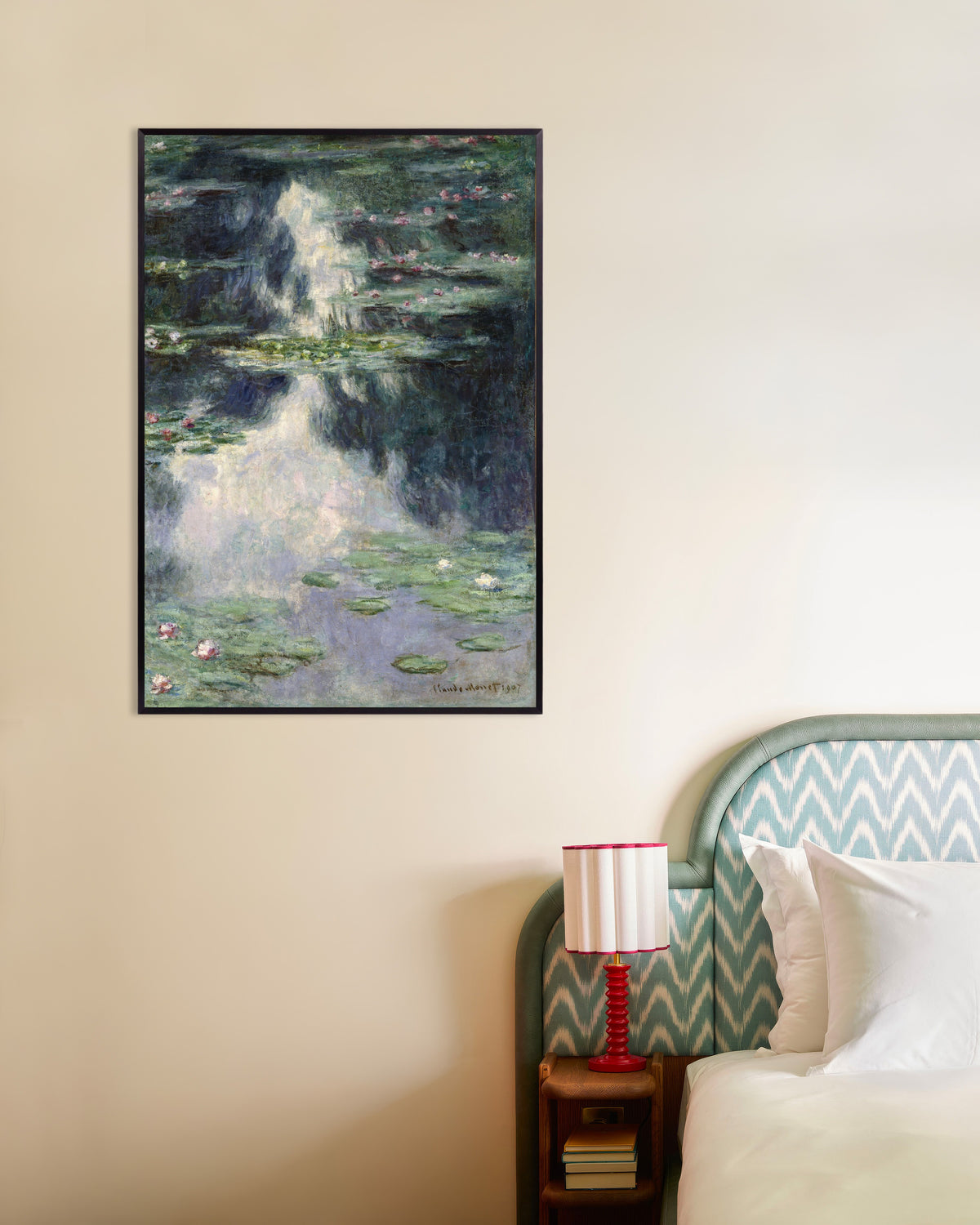 Affiche Bassin aux nymphéas (1907) de Claude Monet, avec un cadre en métal
