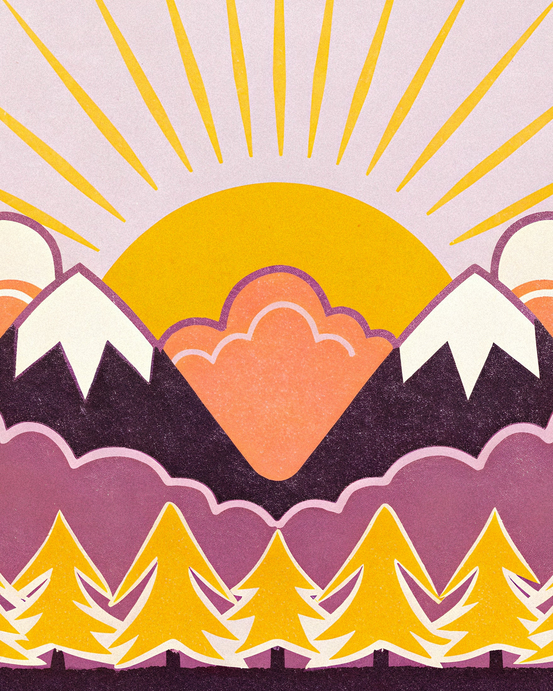 Les Pyrénées – Montagne au coucher du soleil - Affiche