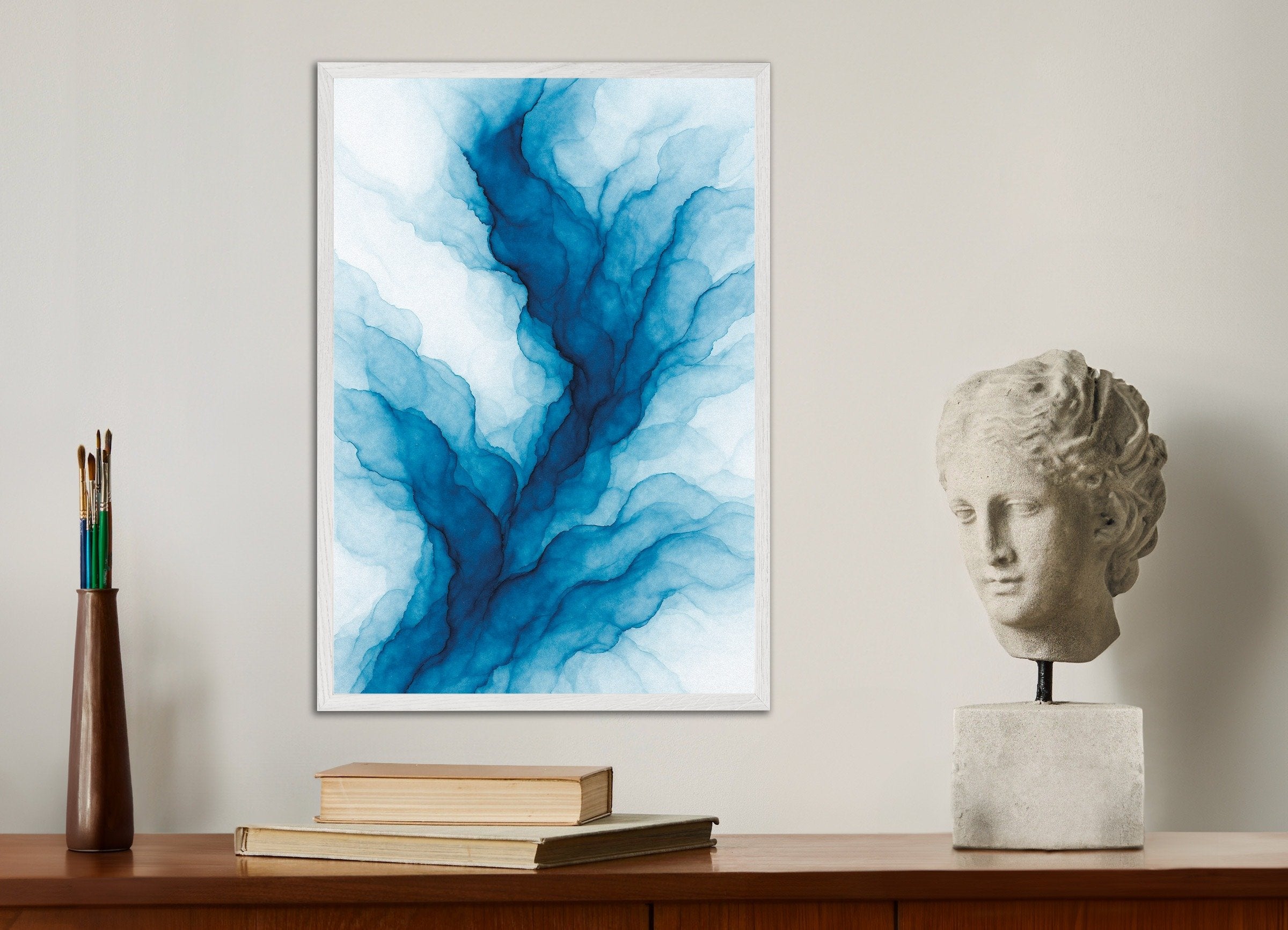 Poster of Ramifications watercolor abstract poster, with white wooden frame