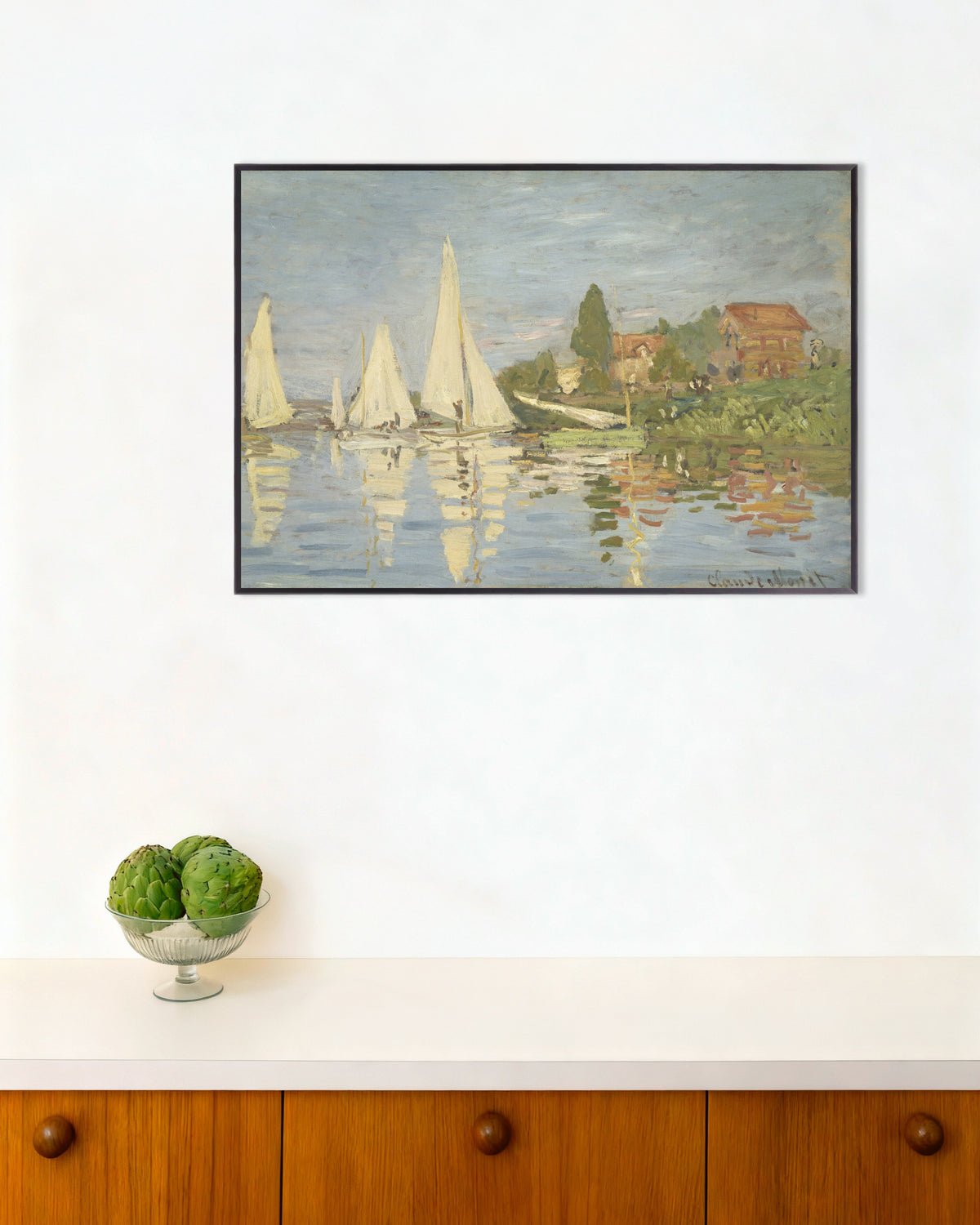 Affiche Régates à Argenteuil (vers 1872) de Claude Monet, avec un cadre en métal