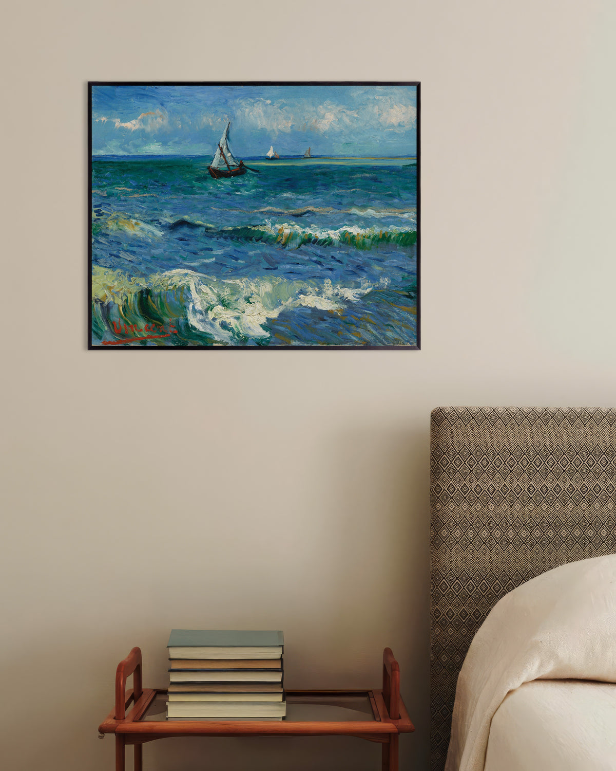 Poster de Paysage marin près des Saintes-Maries-de-la-Mer (1888), Vincent van Gogh, avec un cadre en métal
