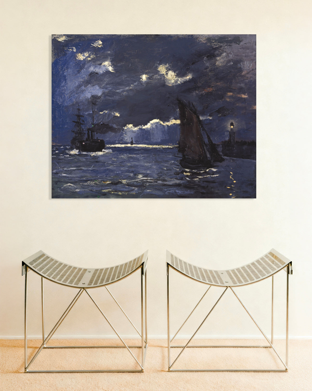 Affiche Marine, navires au clair de lune (1864) de Claude Monet
