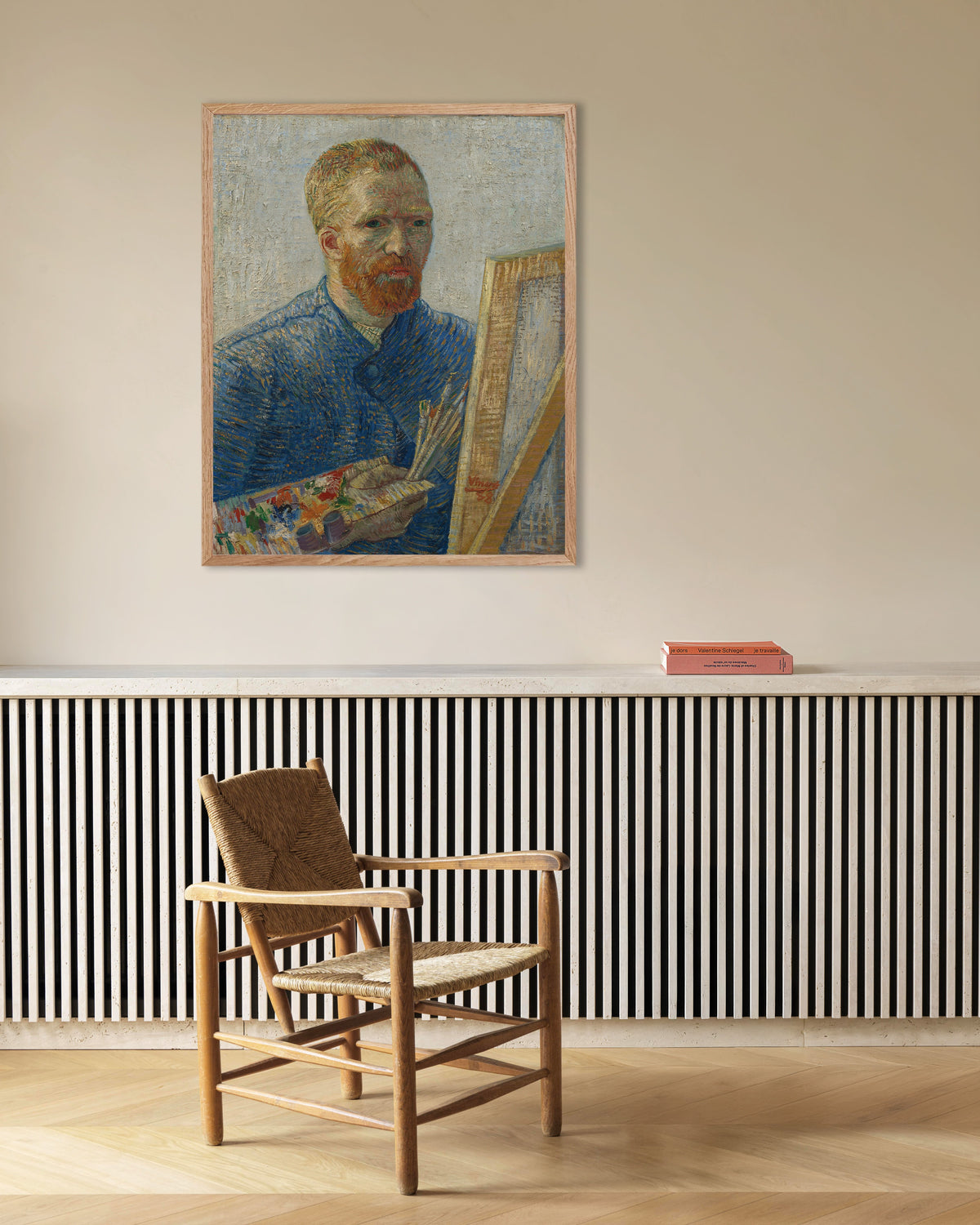 Poster Autoportrait en peintre (1888) de Vincent van Gogh, avec un cadre en bois naturel