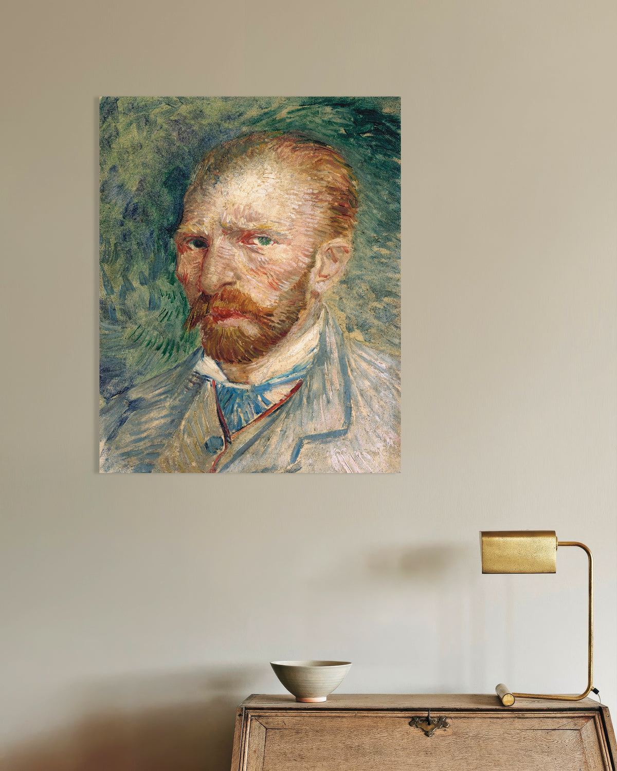 Poster de Autoportrait sur fond vert (1886) de Vincent van Gogh