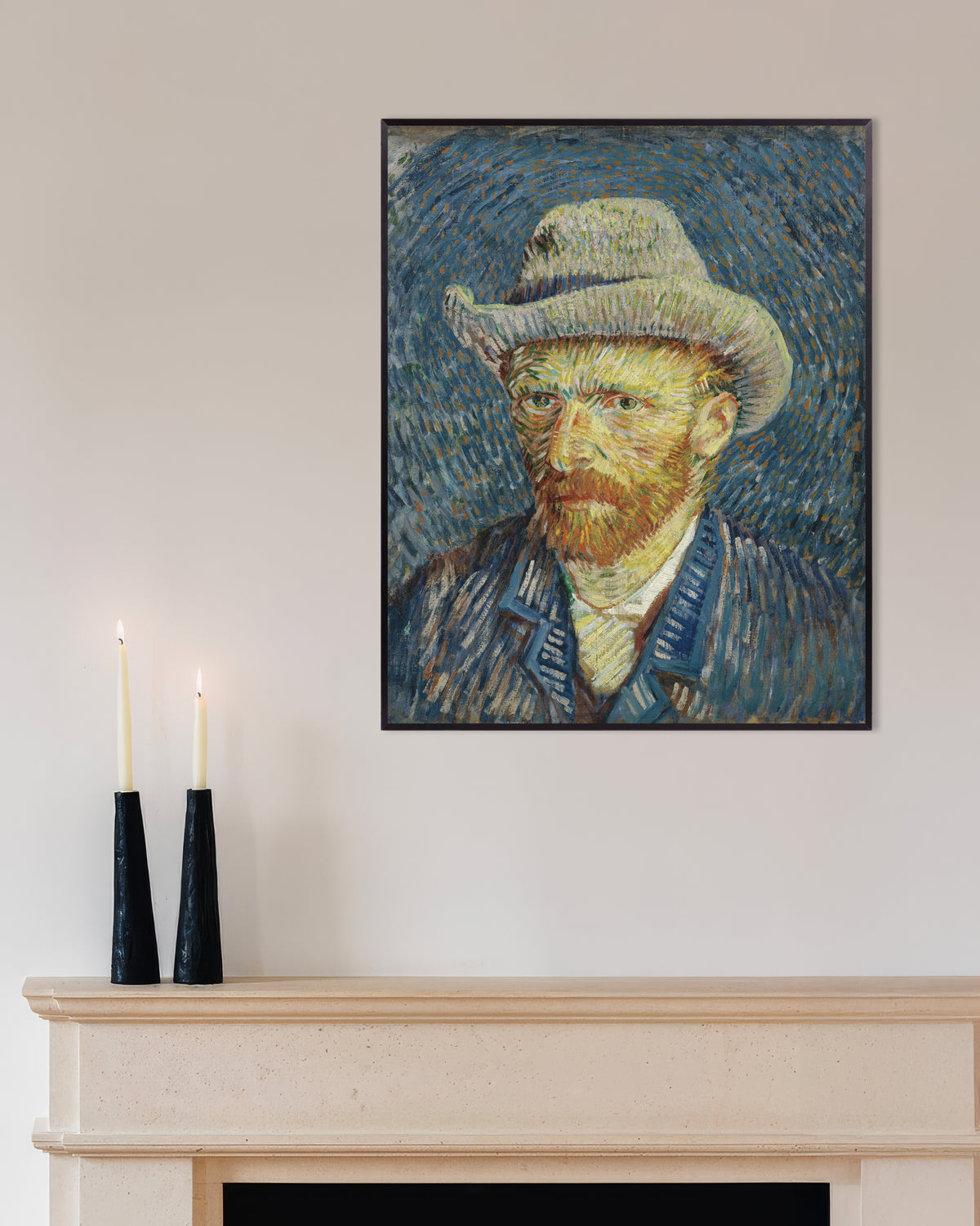 Poster de Autoportrait au chapeau de feutre gris (1887) de Vincent van Gogh, avec un cadre en métal