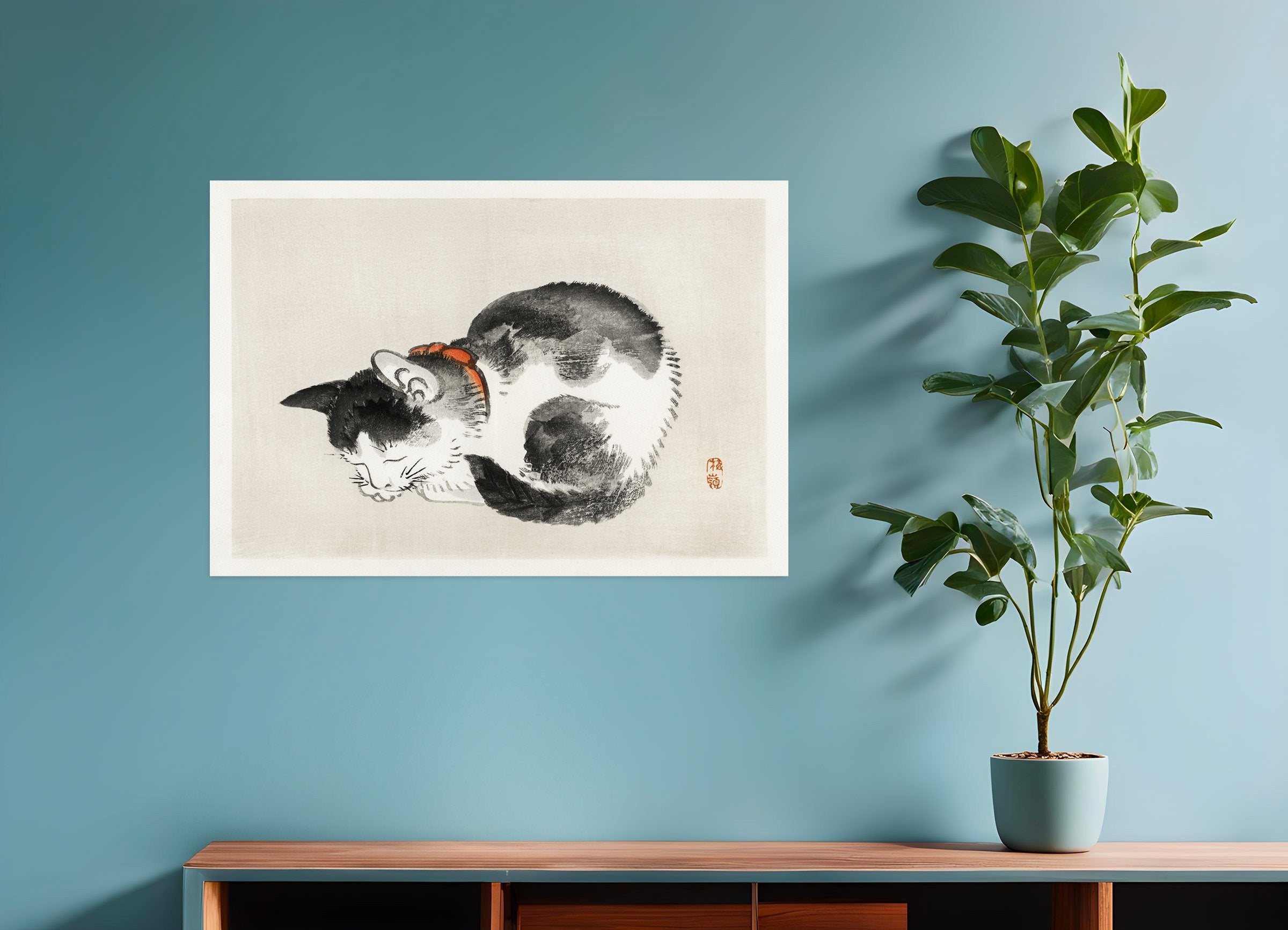 Poster of Sleeping cat, Kōno Bairei